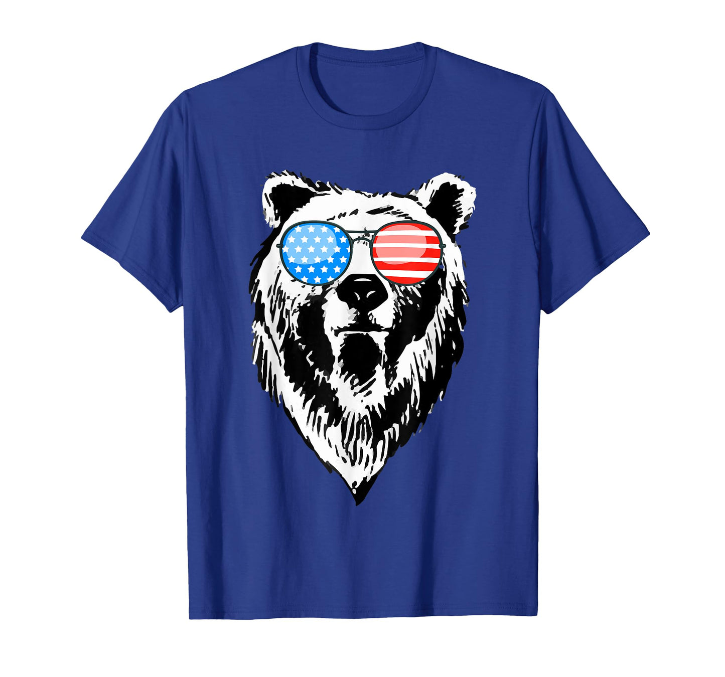 Funny Bear American USA Flag Sunglasses Camping Hunting Gift T-Shirt