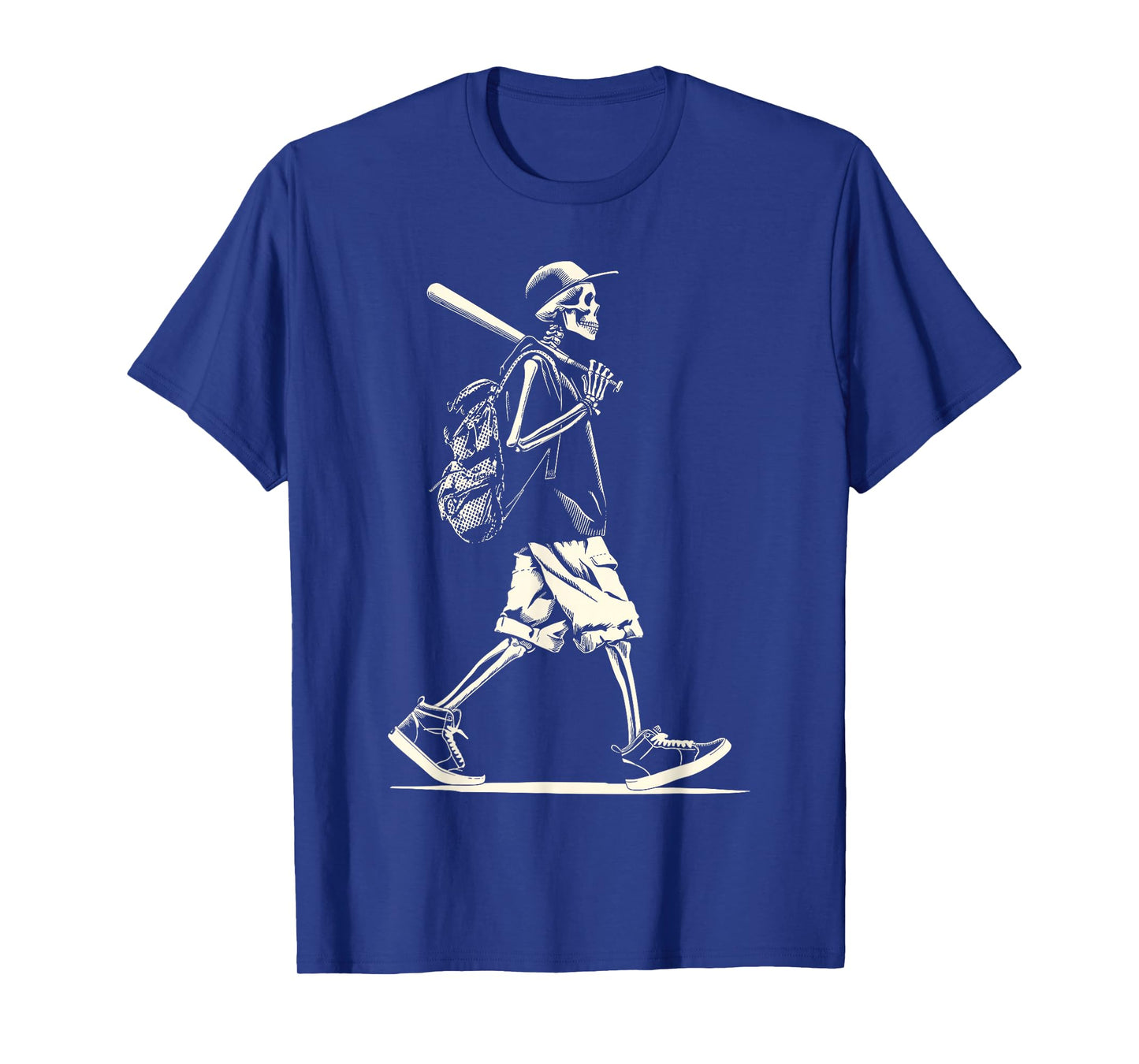 Walking Skeleton Baseball Graphic Halloween Spooky T-Shirt