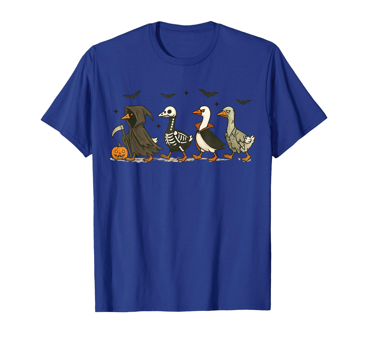 Funny Goose Parade Halloween Skeleton Vampire Zombie T-Shirt