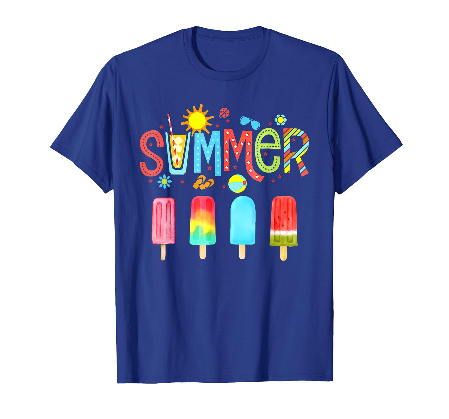 Hello Summer Vacation Ice Cream Popsicle Ice Lolly Gifts Men Women Girls Kids T-Shirt