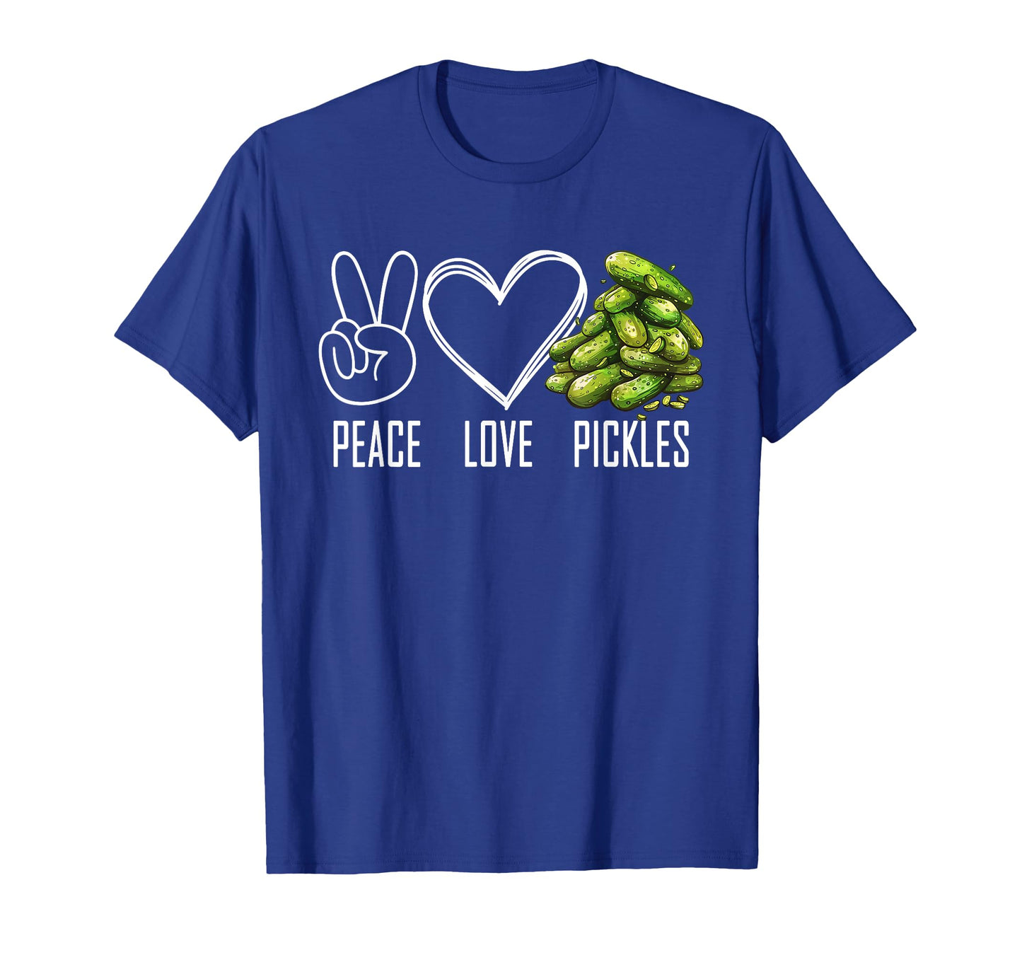 Peace Love Pickles Retro Pickles Lover Cucumber Funny Vegan T-Shirt