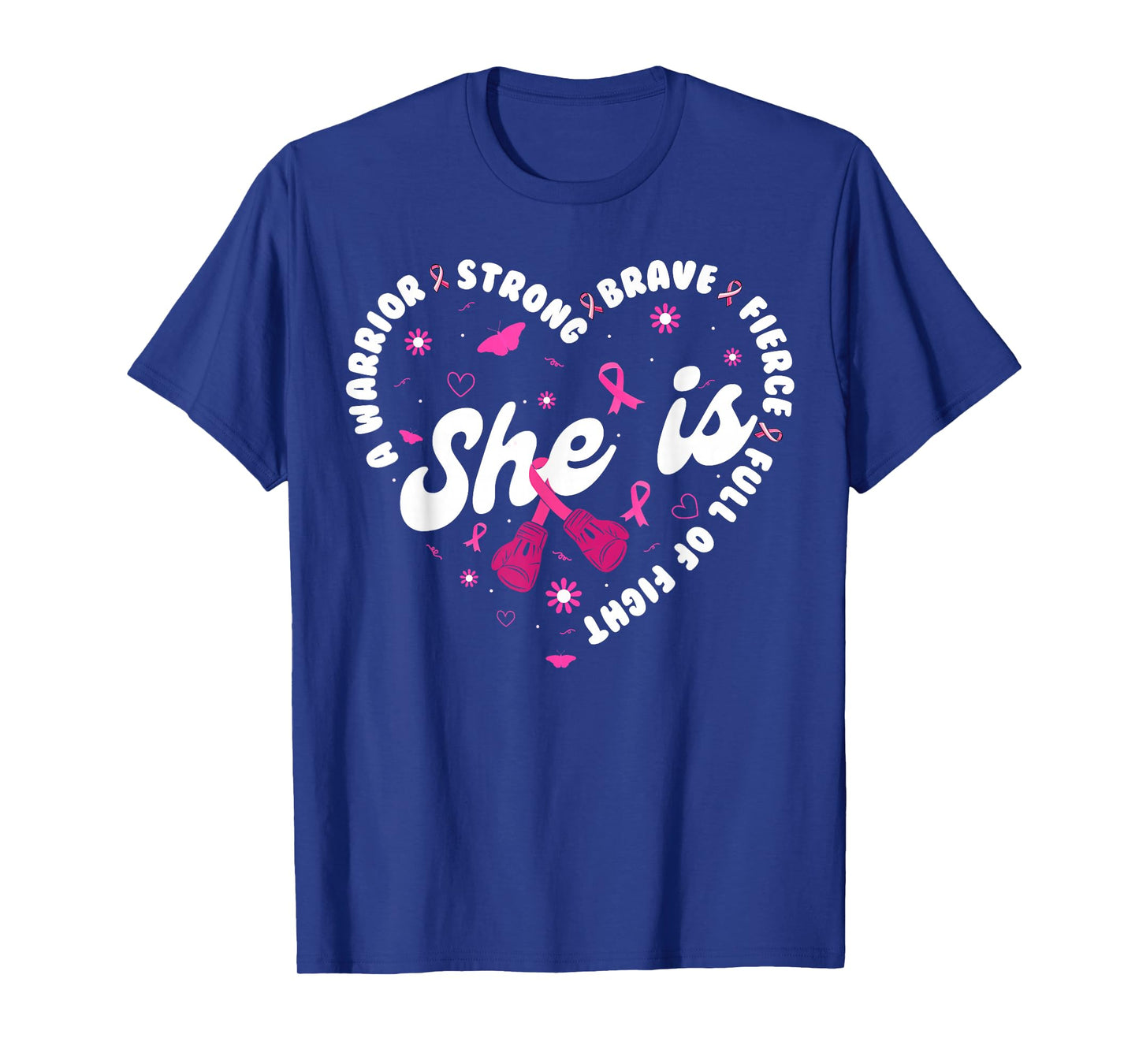 She is A Warrior Strong Brave Pink Ribbon Breast Cancer T-Shirt