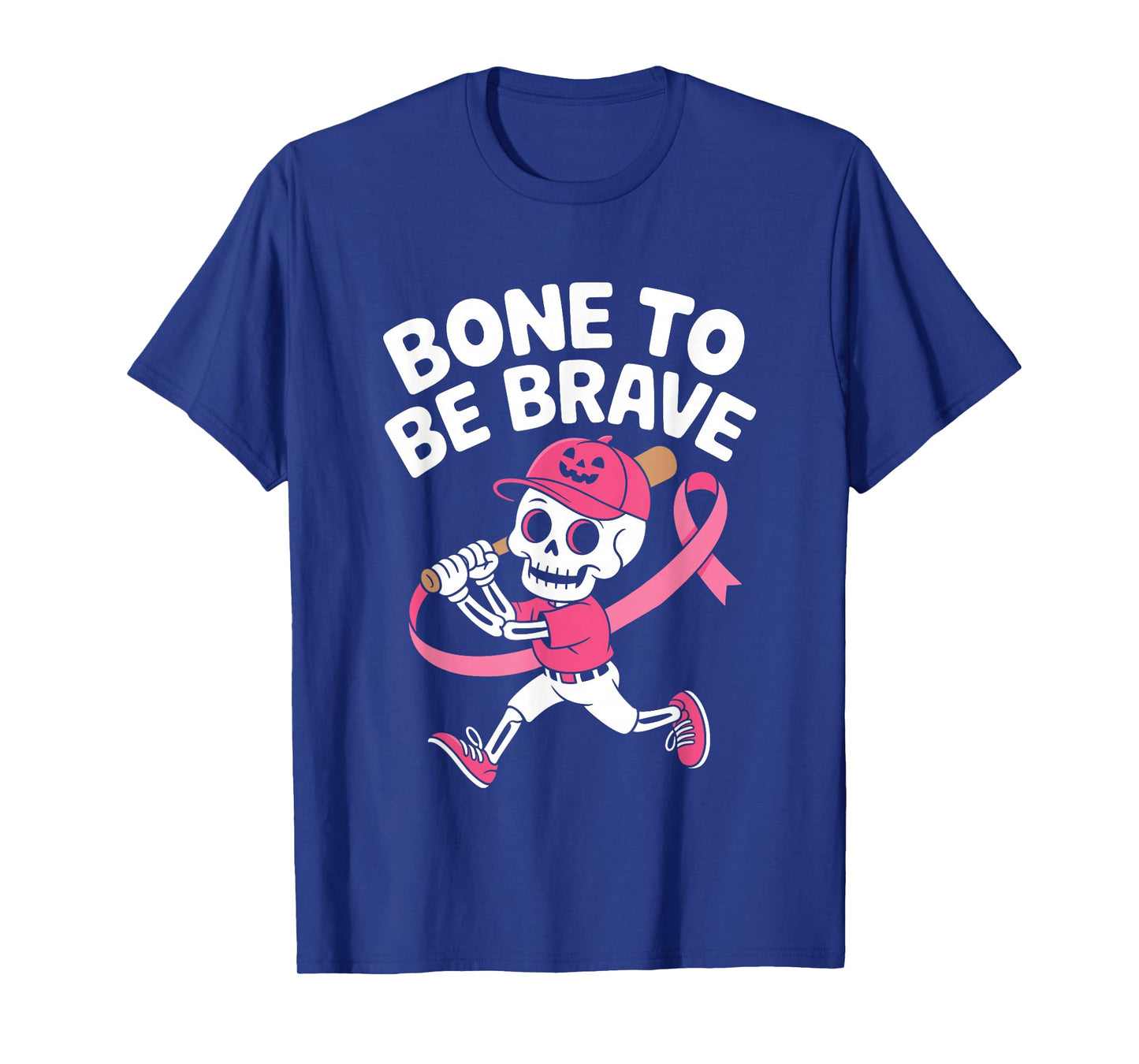 Baseball Skeleton Fighter Halloween Breast Cancer Awareness T-Shirt