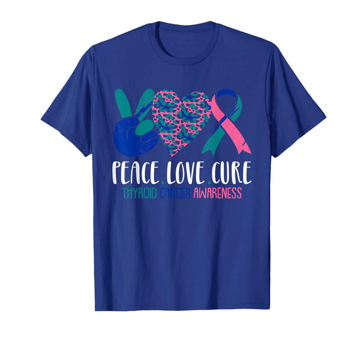 Peace Love Cure Thyroid Cancer Awareness Survivor Warrior T-Shirt