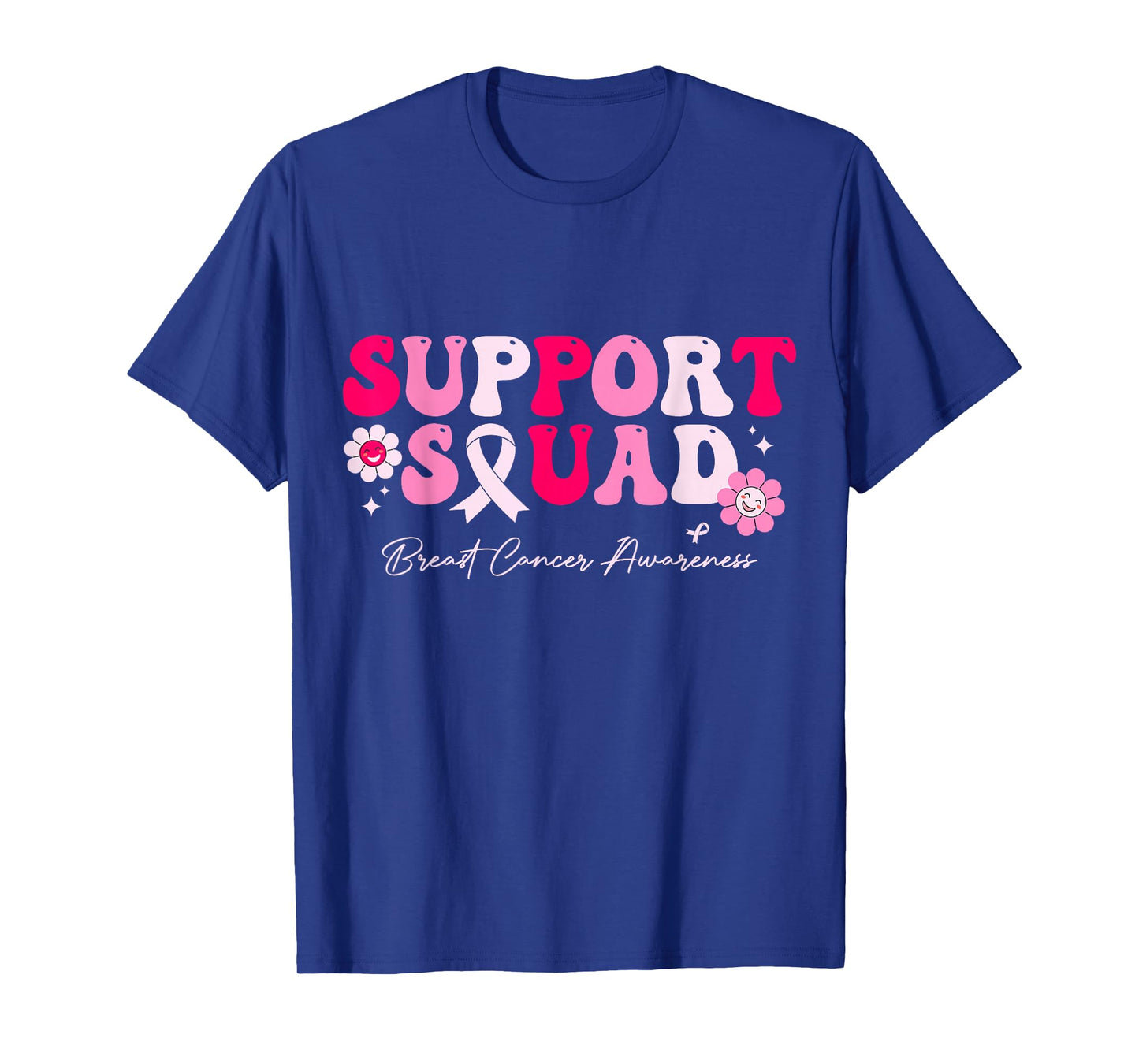 Groovy Support Squad Breast Cancer Awareness White Ribbon T-Shirt