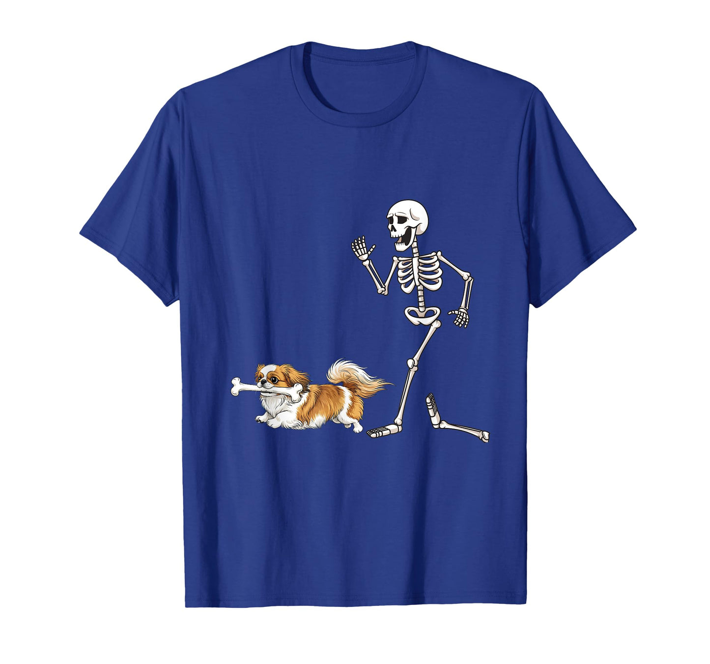 Funny Halloween Pekingese and Skeleton T-Shirt