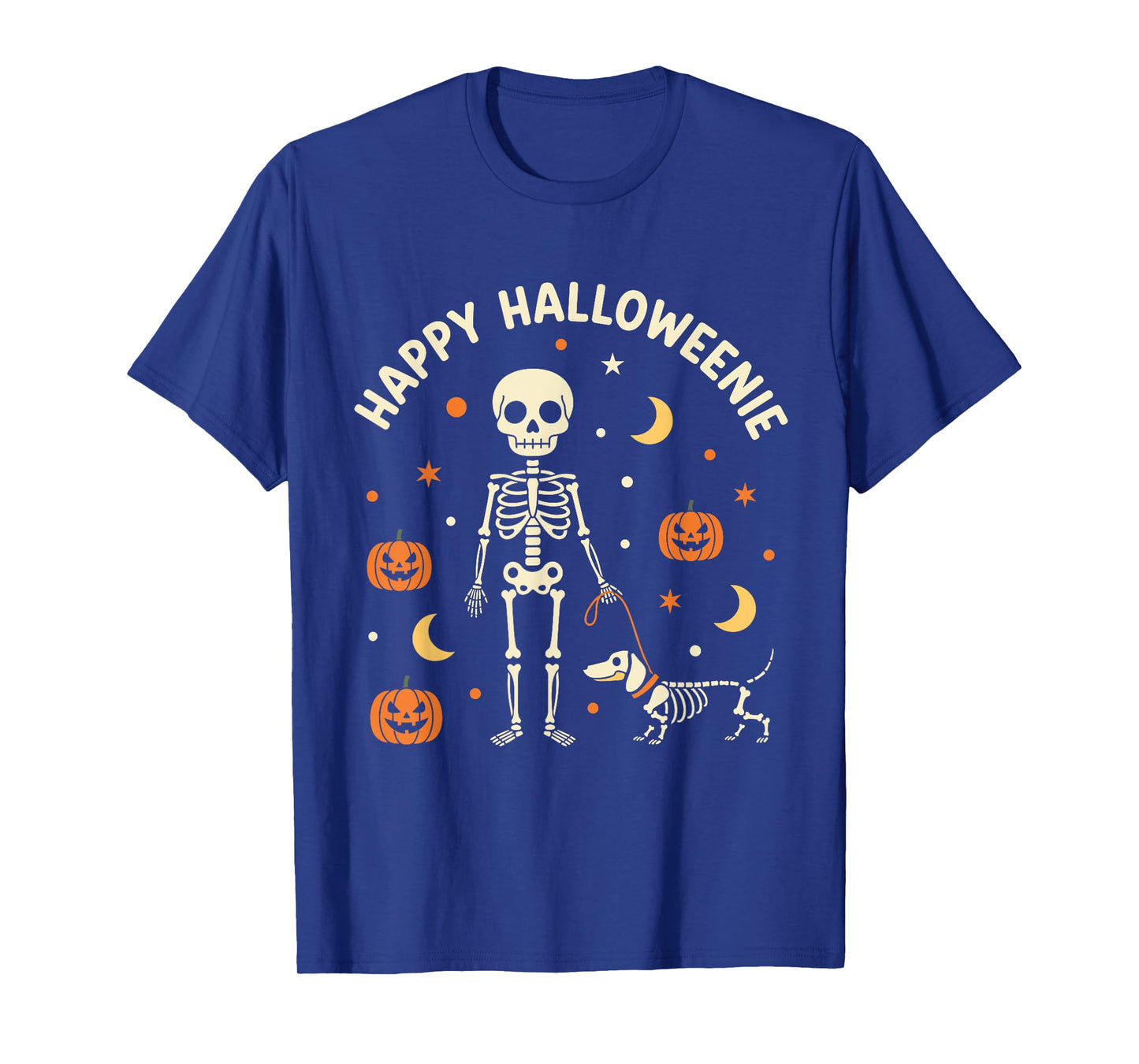 Happy Halloweenie Funny Halloween Skeleton Dachshund Dog T-Shirt