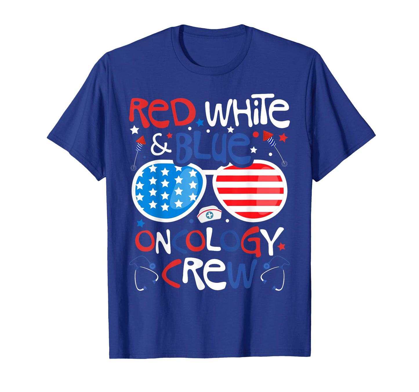 4th of July Red White Blue Oncology Crew Patriotic Nurse T-Shirt