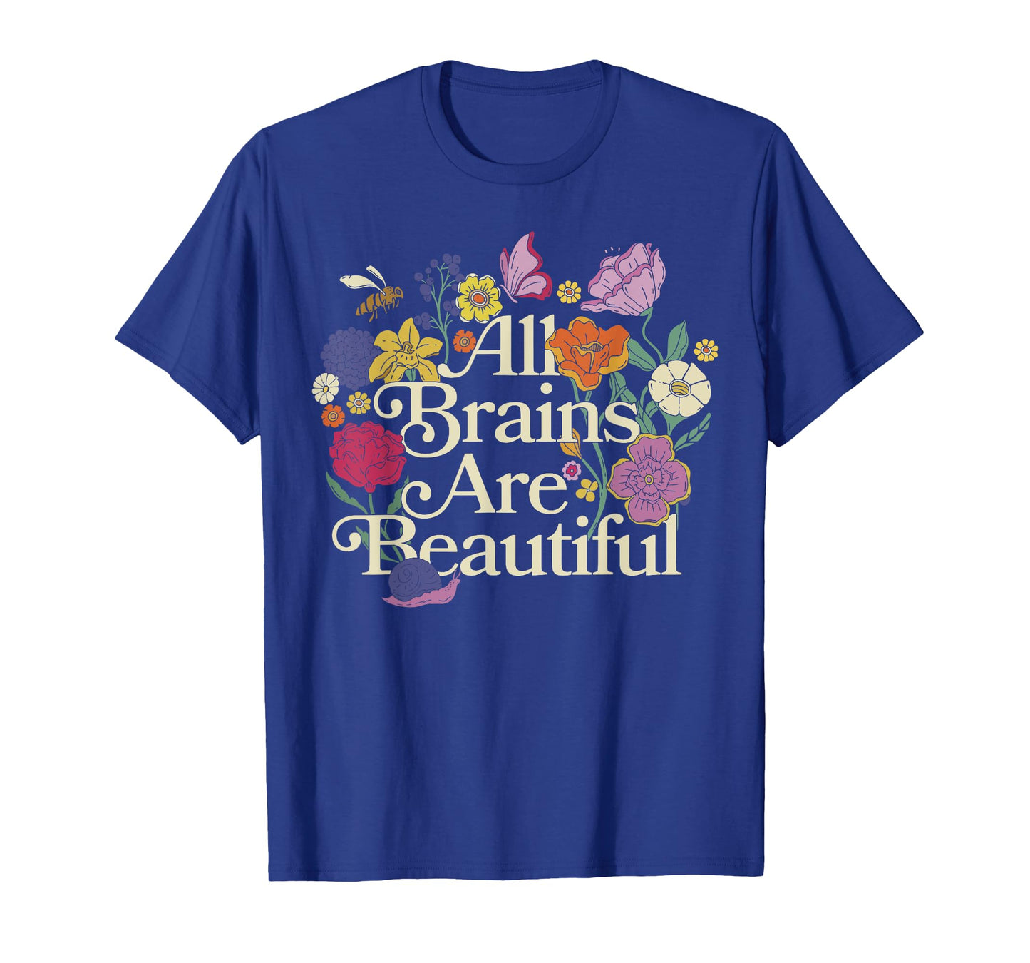 Groovy All Brains Are Beautiful Floral Autism Awareness SPED T-Shirt