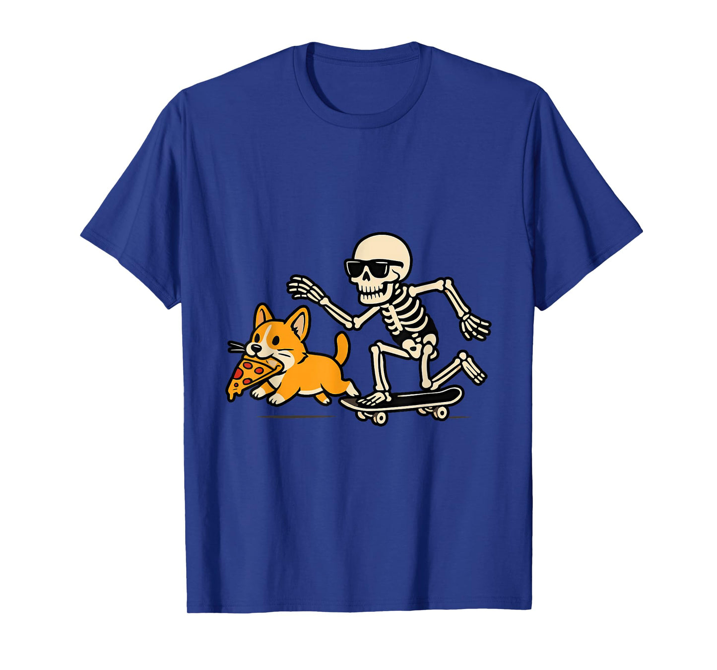 Funny Skeleton Chasing Corgi Halloween Dog Mom Pet Love T-Shirt