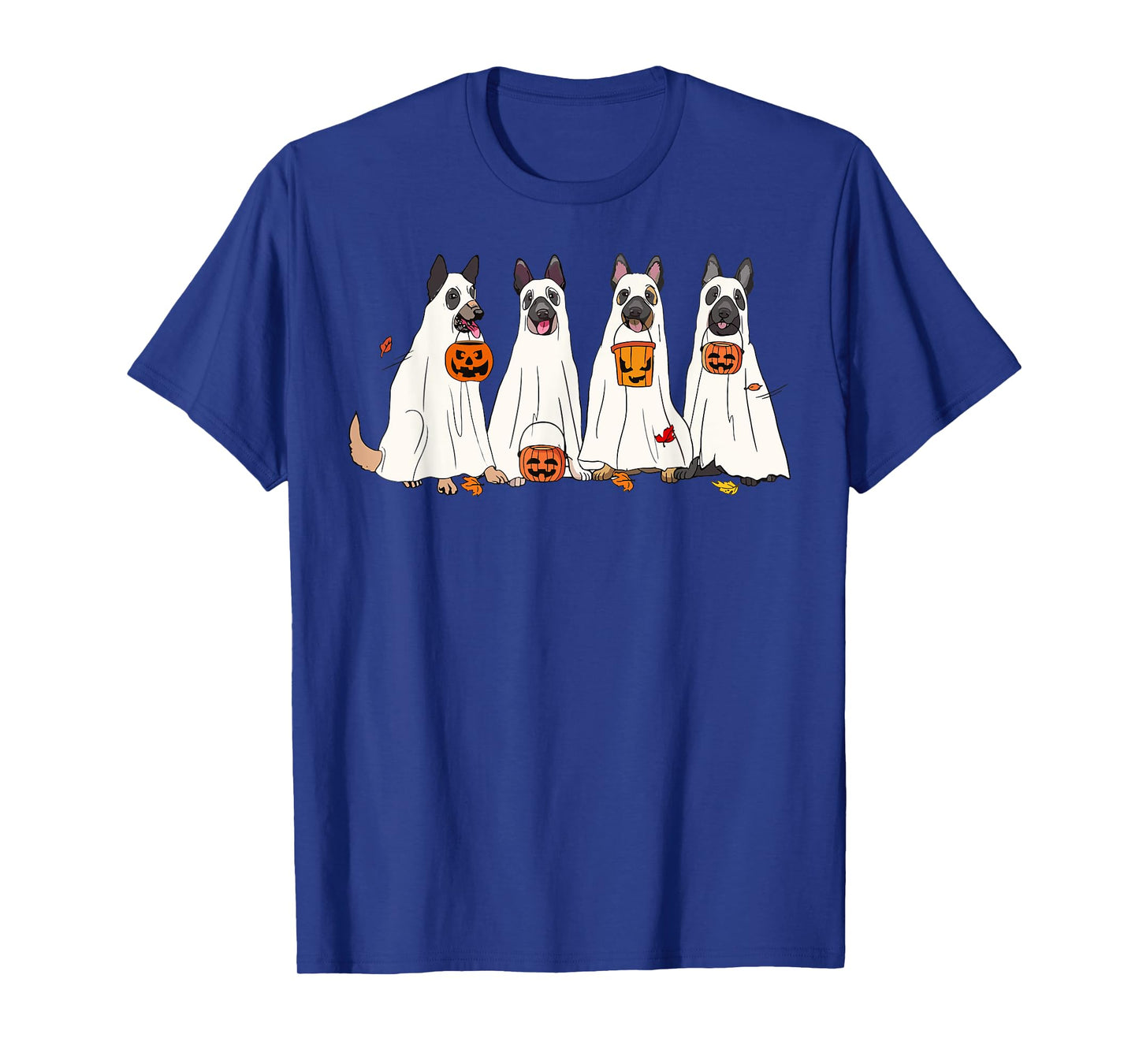Dog Halloween Trick Or Treat Boo Ghost Pumpkin Malinois Dogs Men Women Kids T-Shirt