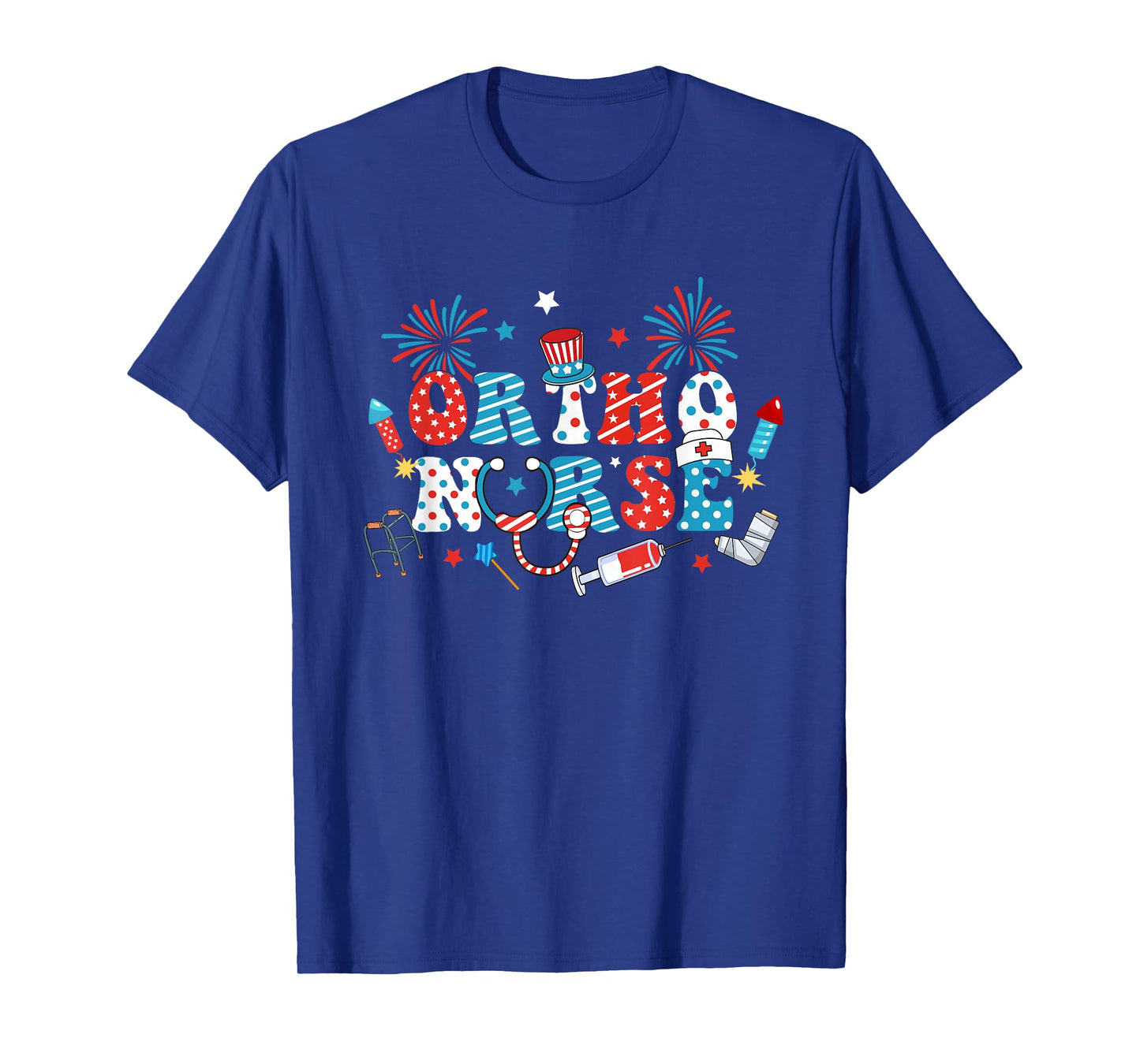 America USA Fireworks Ortho Nurse Happy 4th Of July T-Shirt for Women Men