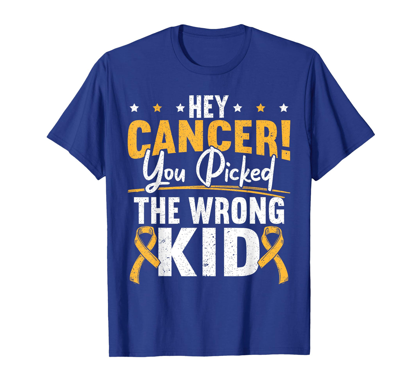 Hey Cancer You Picked The Wrong Kid Childhood Cancer Ribbon T-Shirt