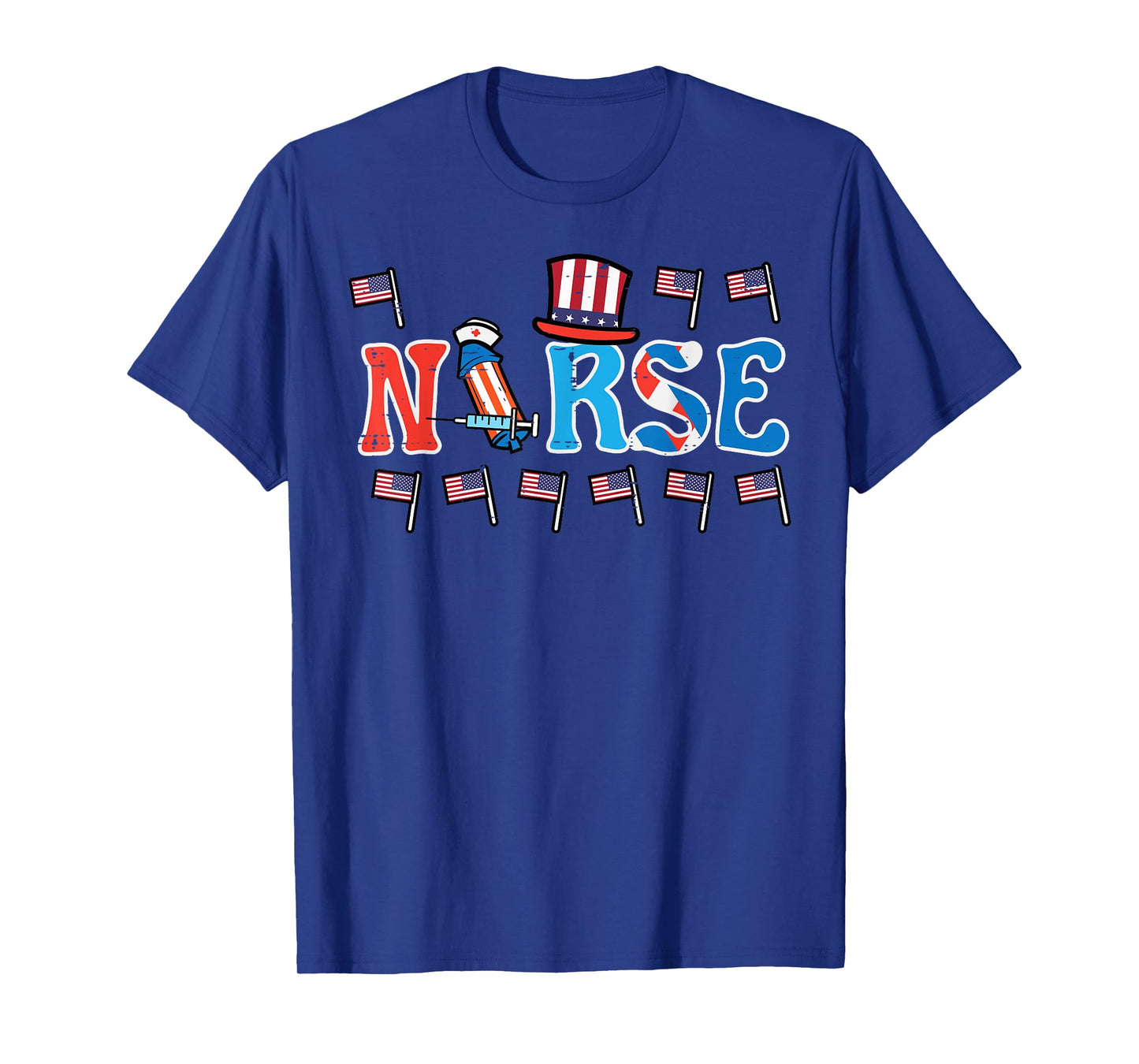 4th Of July Nurse US Flags Patriotic Scrub Top Women Men T-Shirt