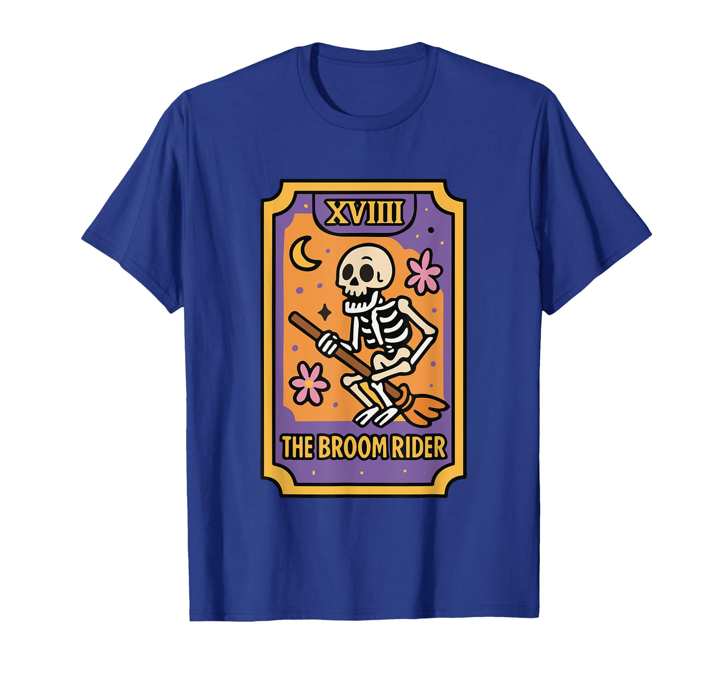 Skeleton Tarot Card The Broom Rider XVIII T-Shirt