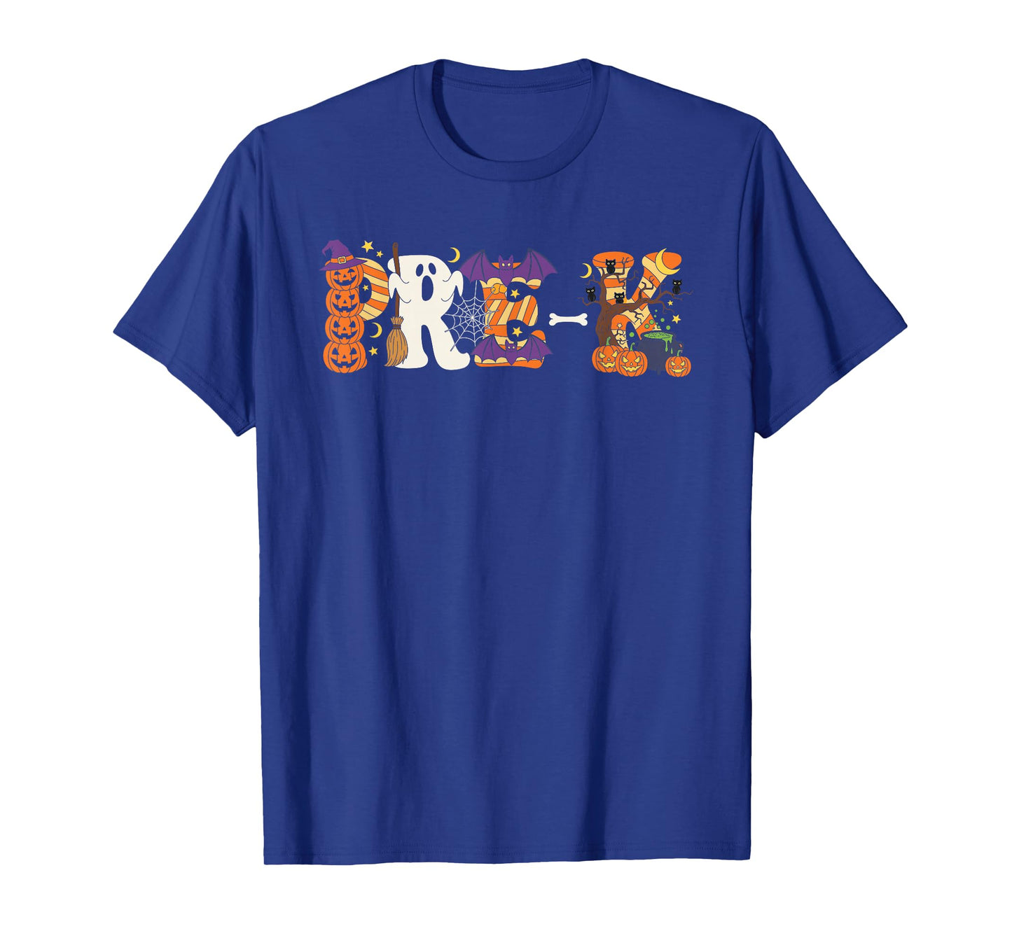 Pre K Pumpkin Ghost Skeleton Halloween Kids Mens Womens T-Shirt