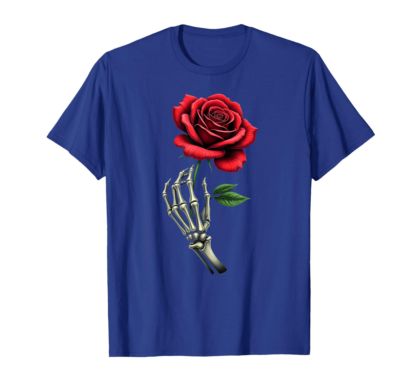 Vintage Skeleton Hand Red Rose Halloween T-Shirt