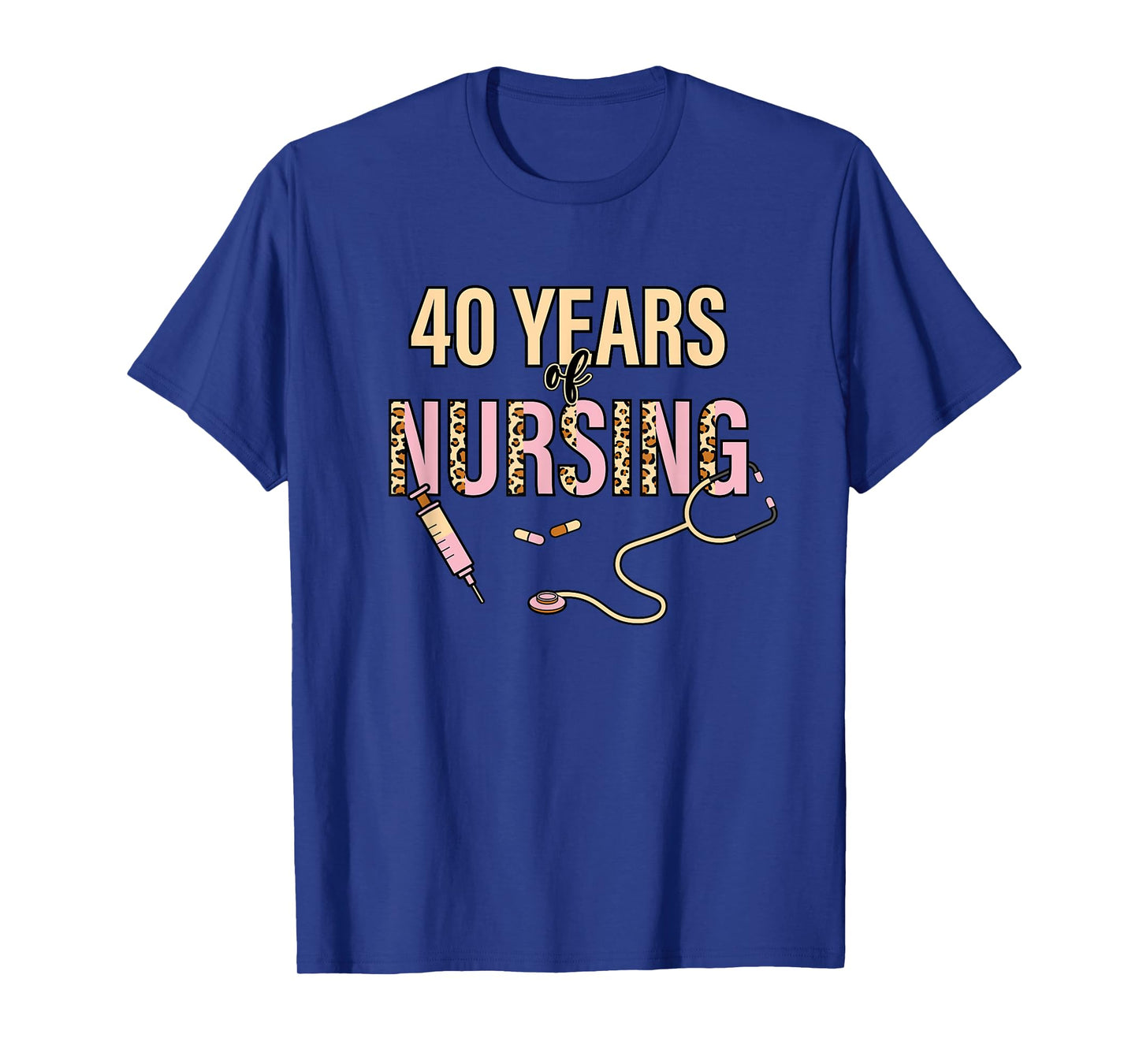 40 Years of Nursing 40th Nurse Anniversary Leopard Print T-Shirt