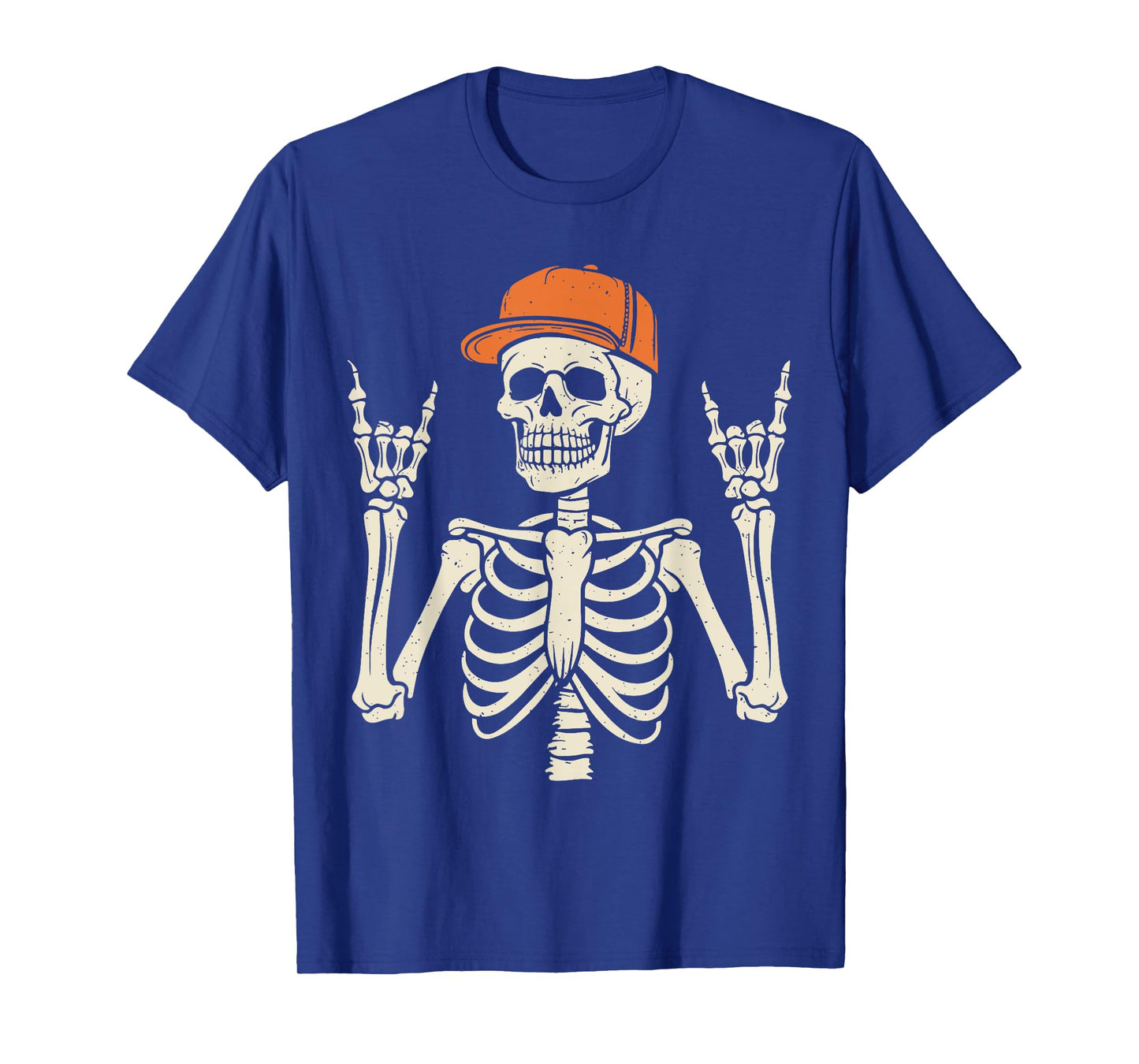 Rocker Skeleton Rock On Hand Halloween Skeleton Men Boys Kid T-Shirt