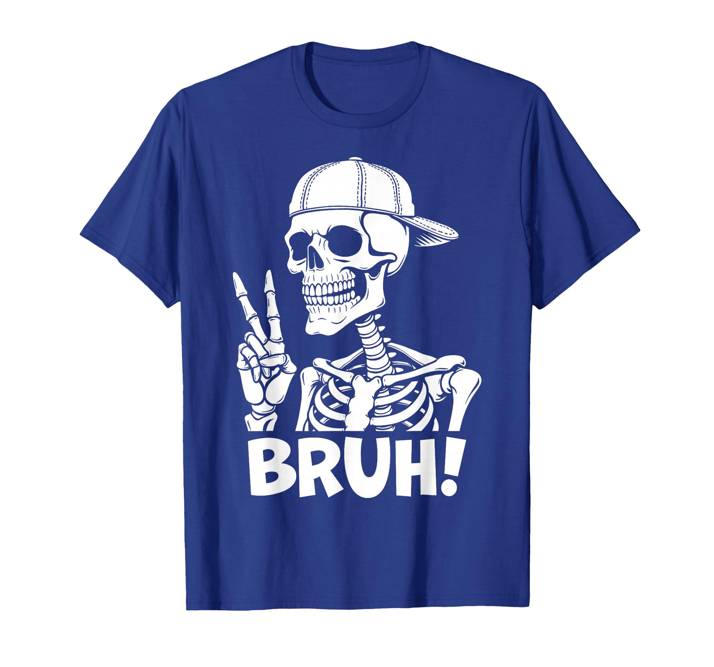 Bruh Skeleton Hand Peace Sign Halloween Skeleton Hand Sign T-Shirt