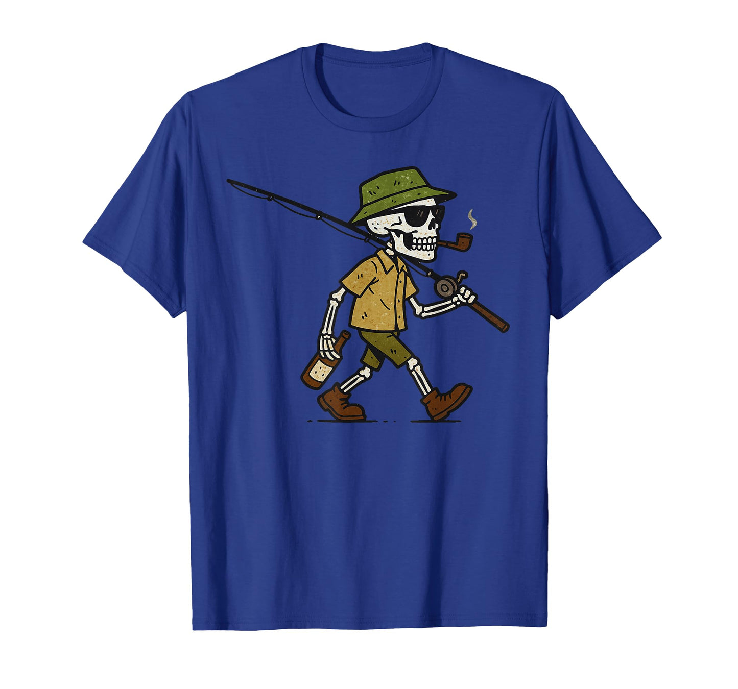 Vintage Halloween Skeleton Fishing Funny Spooky Costume T-Shirt