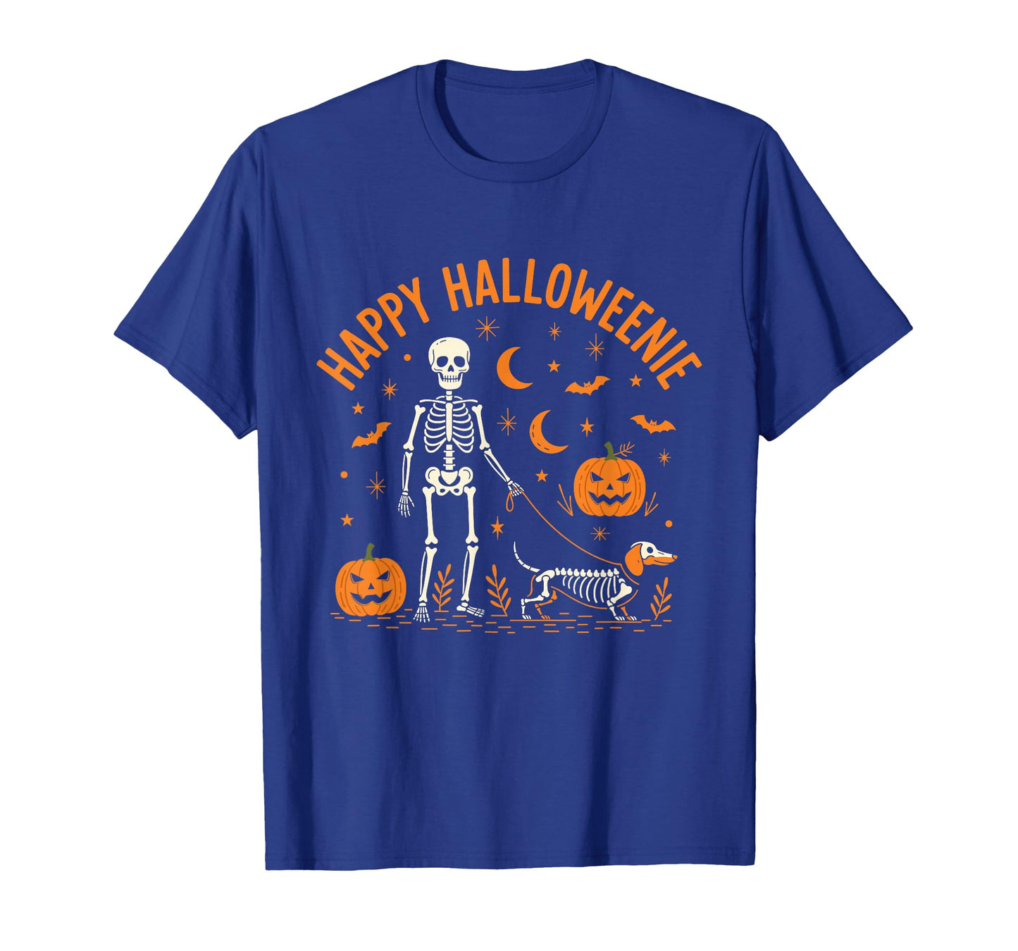 Happy Halloweenie Funny Halloween Skeleton Dachshund Dog T-Shirt