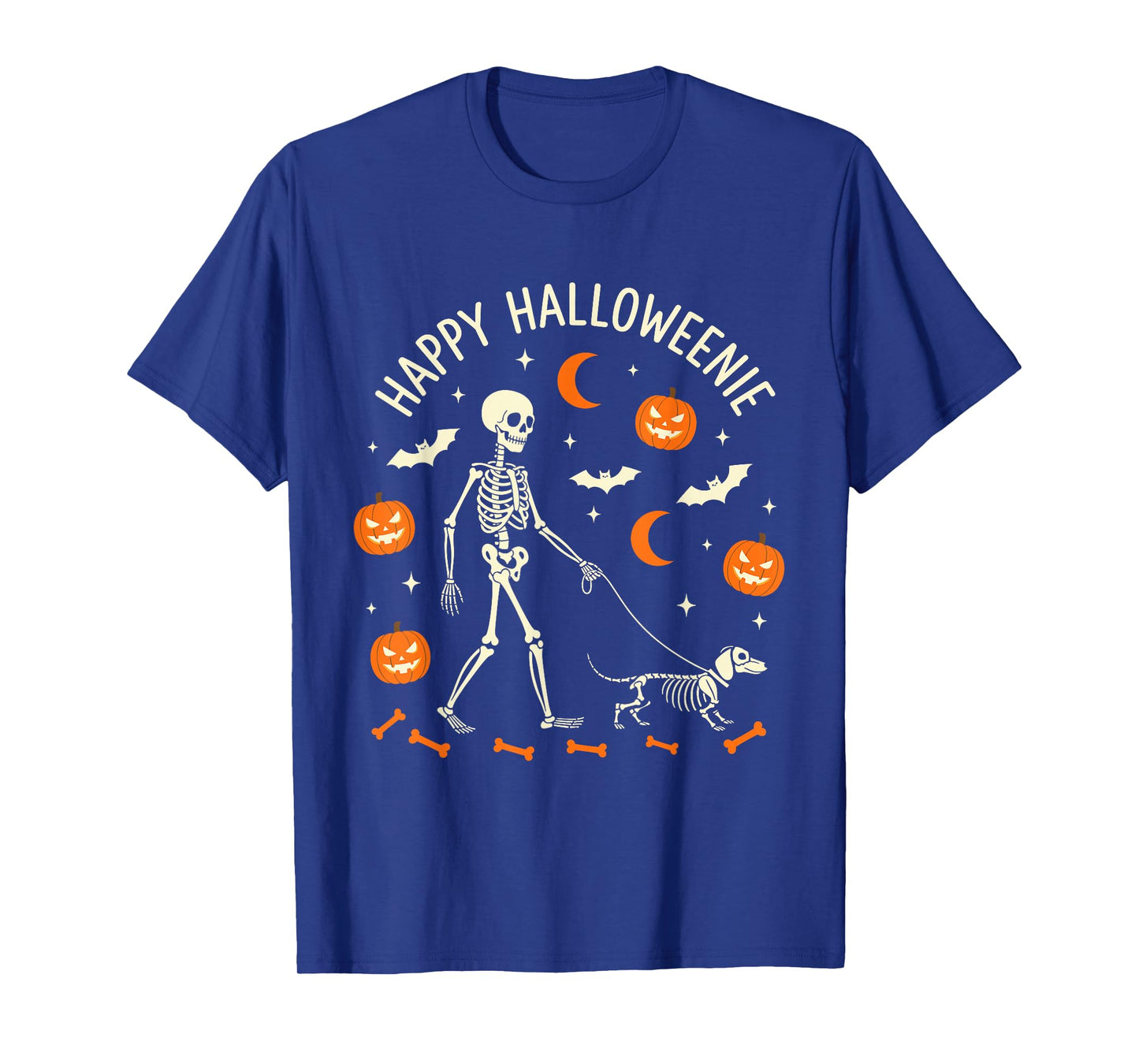Happy Halloweenie Funny Halloween Skeleton Dachshund Dog T-Shirt