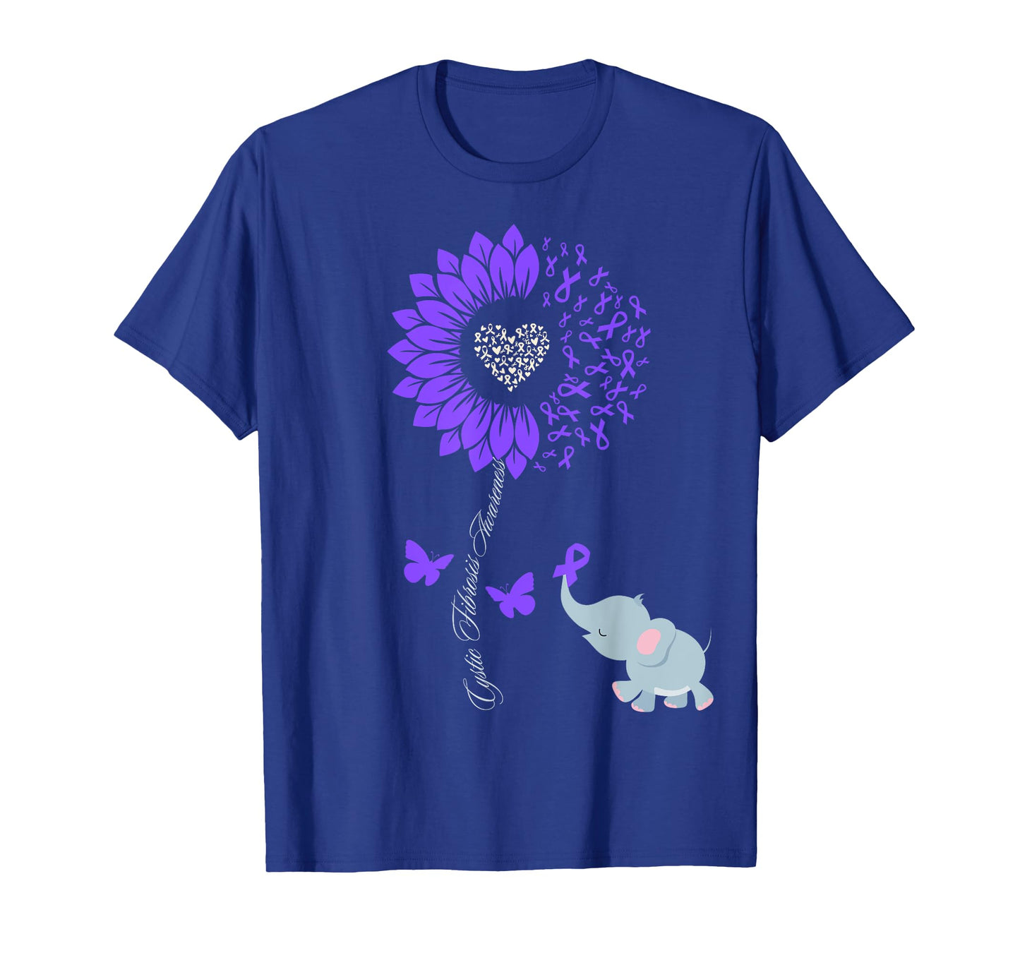 Cystic Fibrosis Awareness Sunflower Elephant Butterfly T-Shirt