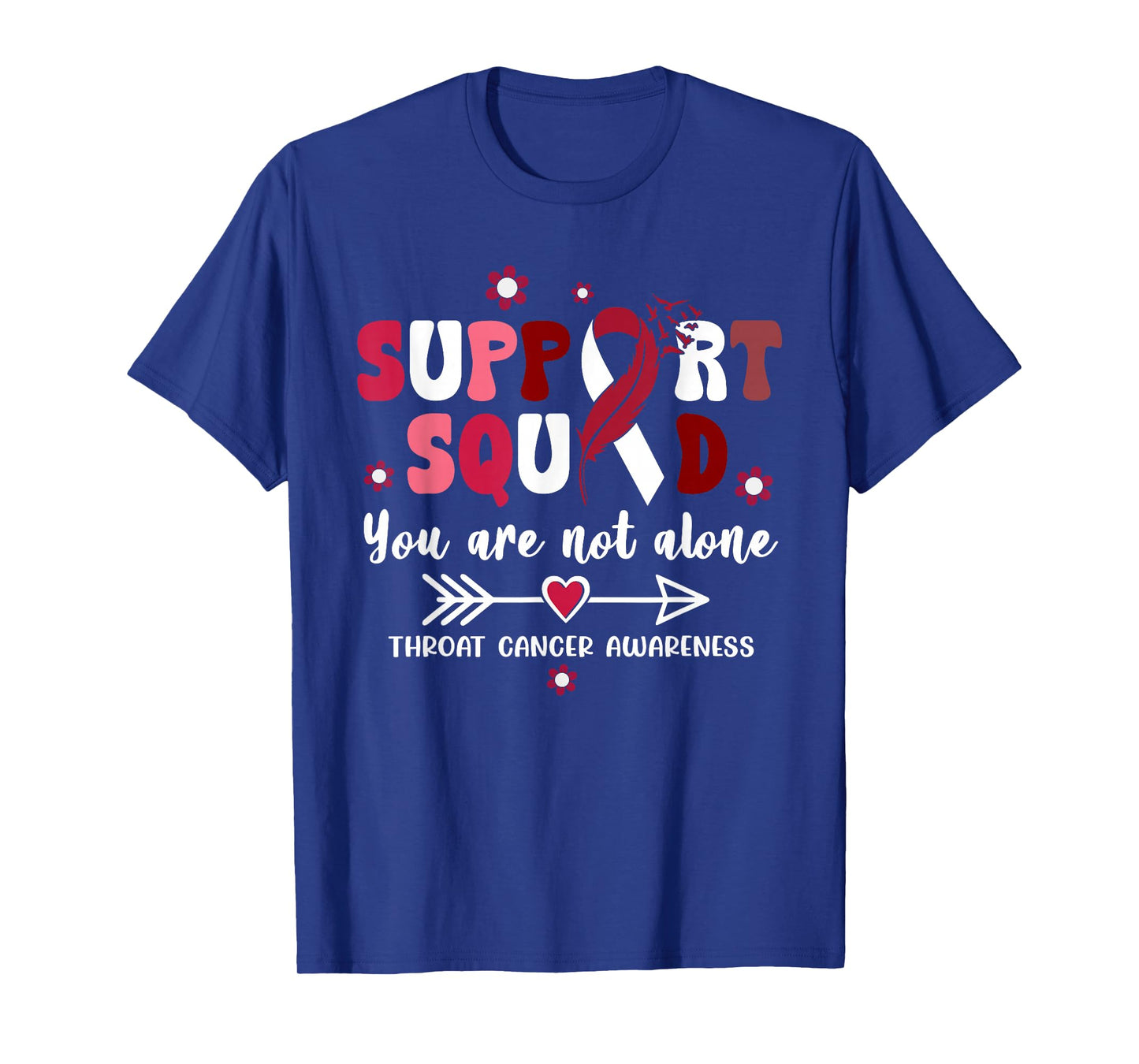 Groovy Support Squad Burgundy Ribbon Throat Cancer Awareness T-Shirt