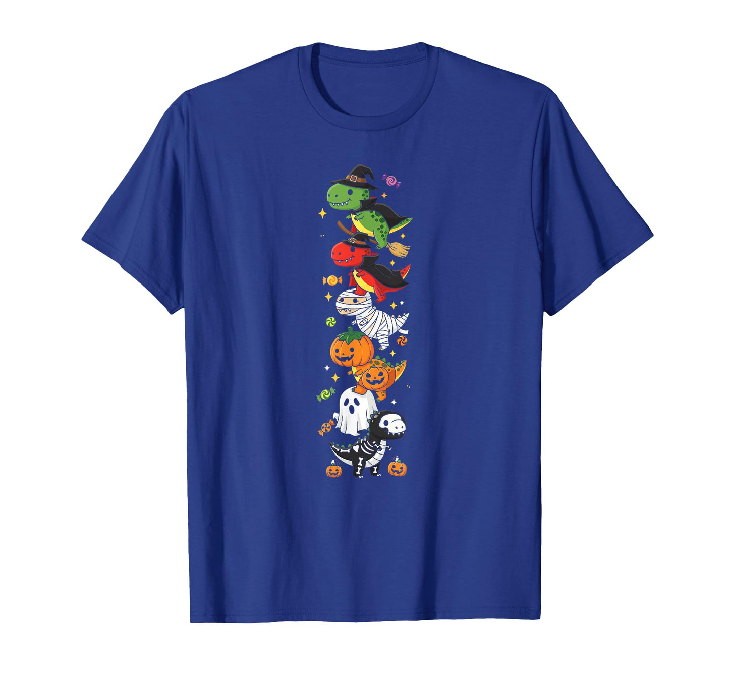 Funny T Rex Witch Vampire Ghost Halloween Kids Mens Womens T-Shirt