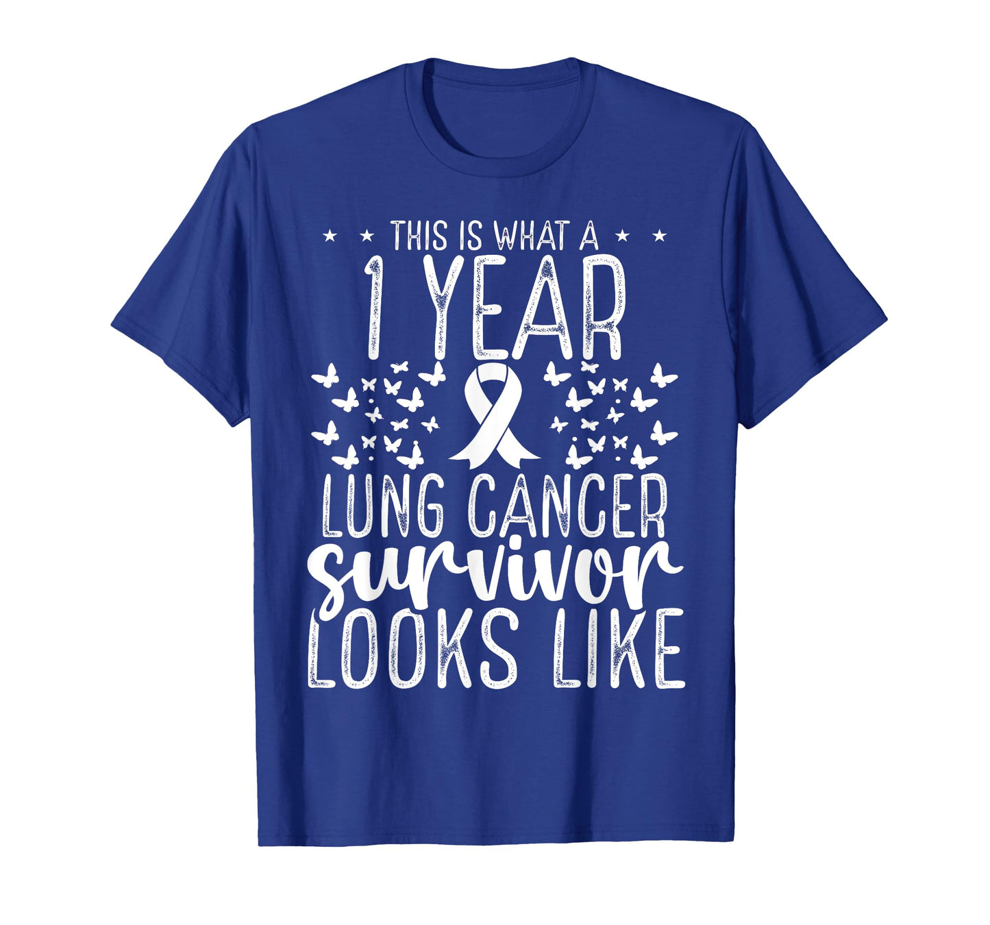 1 Year Lung Cancer Survivor Ribbon Lung Cancer Awareness T-Shirt