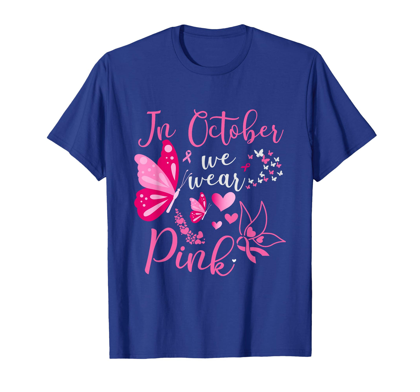 In October We Wear Pink Butterfly Breast Cancer Awareness T-Shirt