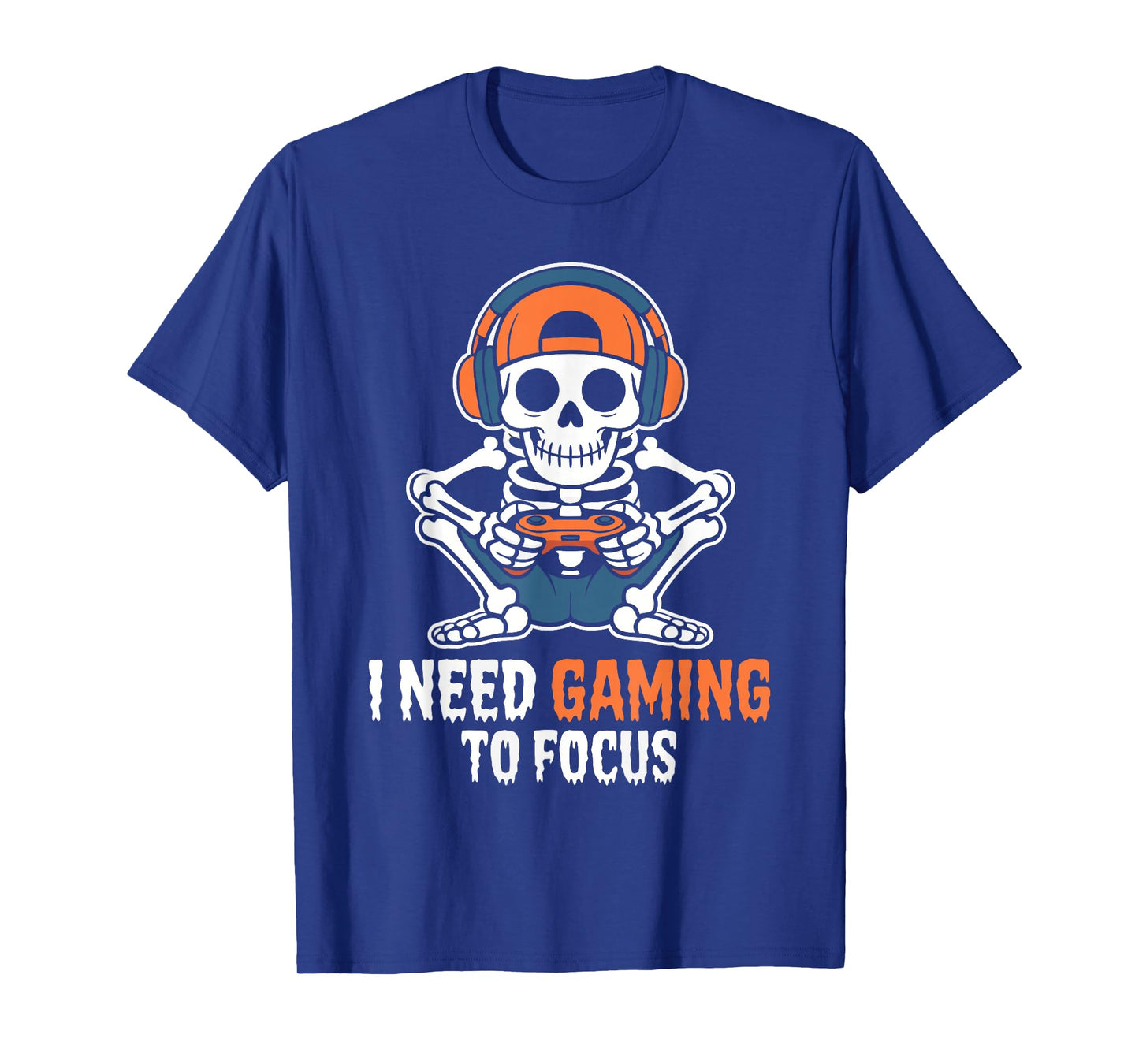 I Need Gaming to Focus Halloween Skeleton Gamer for Men Boy T-Shirt