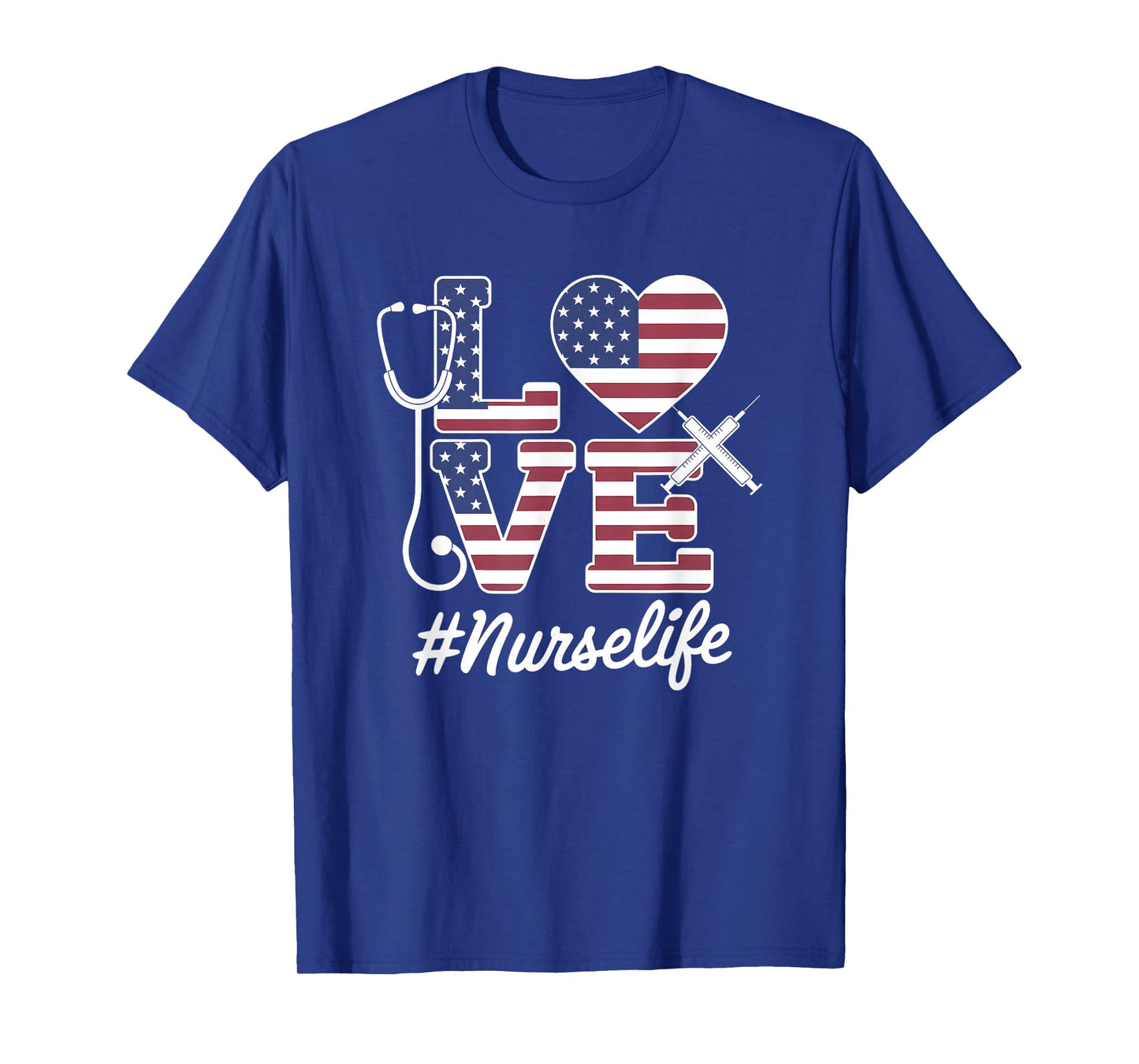 Patriotic Nurse 4th of July American Flag Healthcare Pride T-Shirt