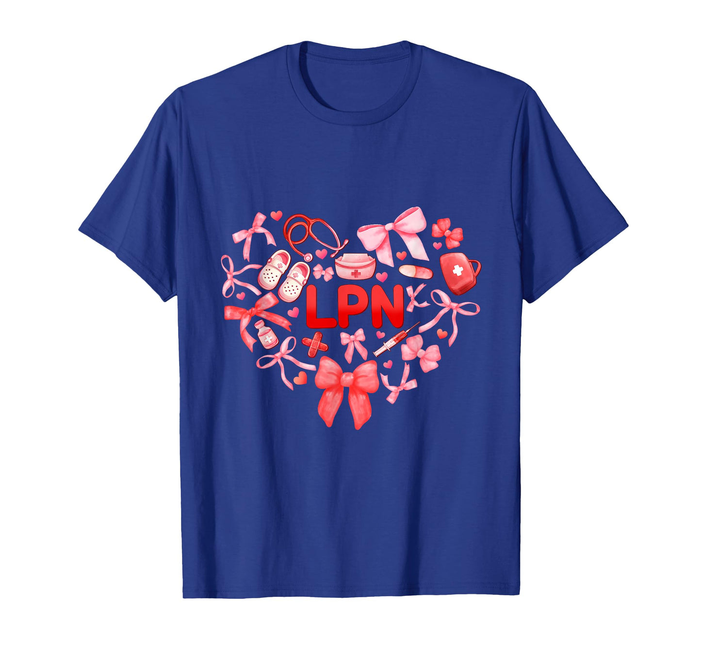LPN Nurse Heart coquette Bow Valentines day LPN nurse women T-Shirt