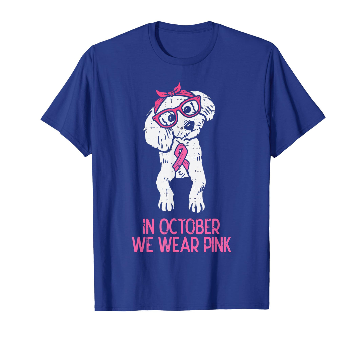 In October We Wear Pink Poodle Dog Breast Cancer Awareness T-Shirt
