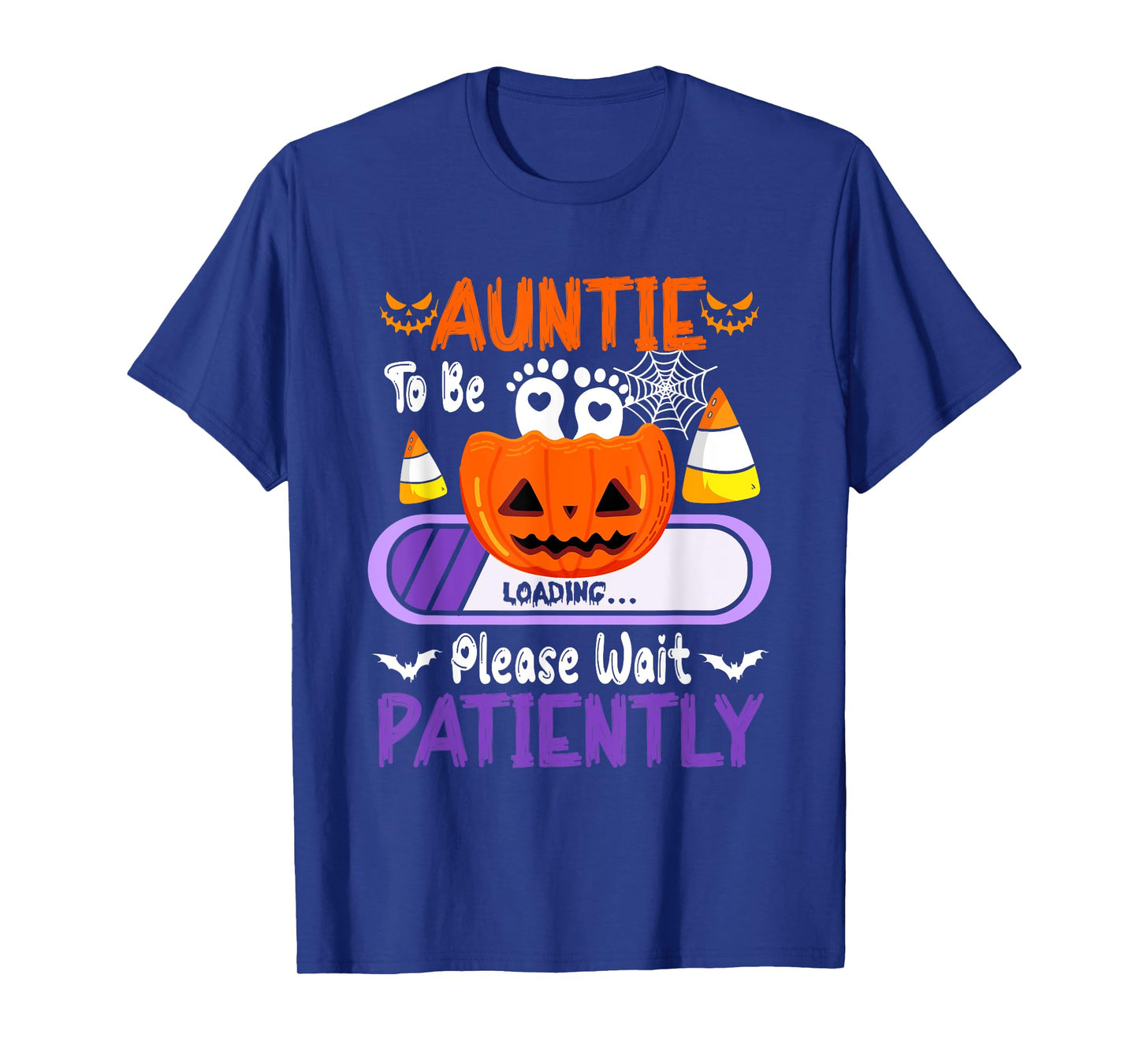 Auntie to Be Loading Halloween Pumpkin Expecting New Baby T-Shirt