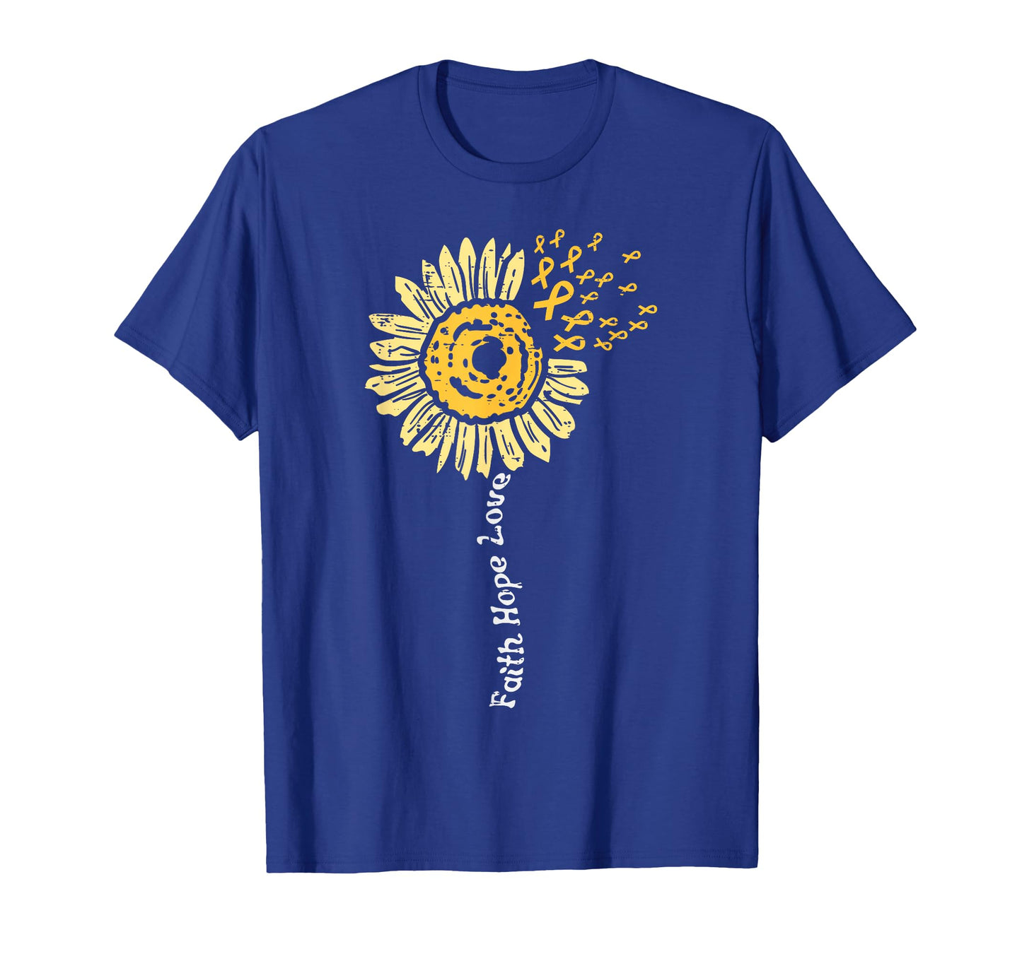 Sunflower Childhood Cancer Ribbon Faith Hope Love Awareness T-Shirt
