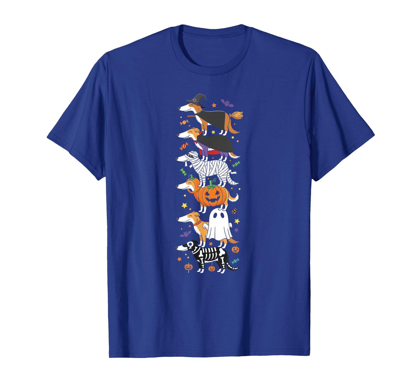 Funny Borzoi Witch Vampire Ghost Halloween Kids Mens Womens T-Shirt