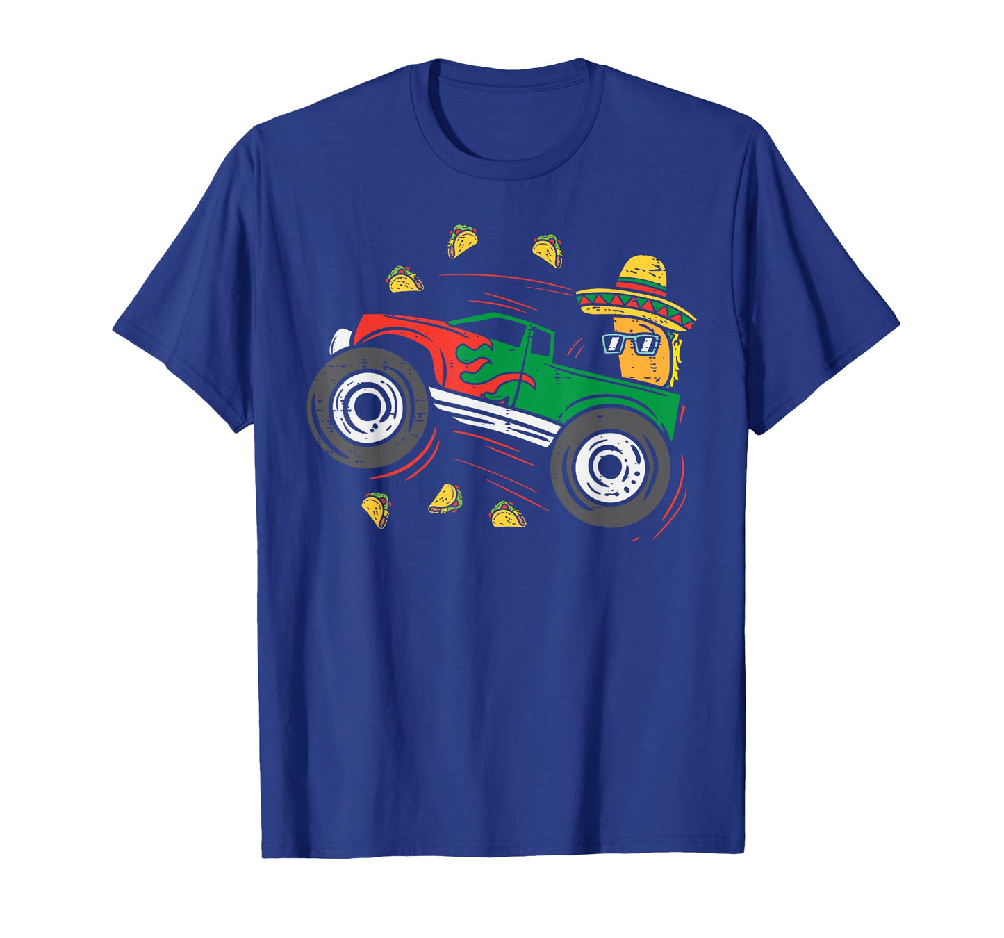 Tacos Riding Mexican Monster Truck Cinco De Mayo Kids Boys T-Shirt