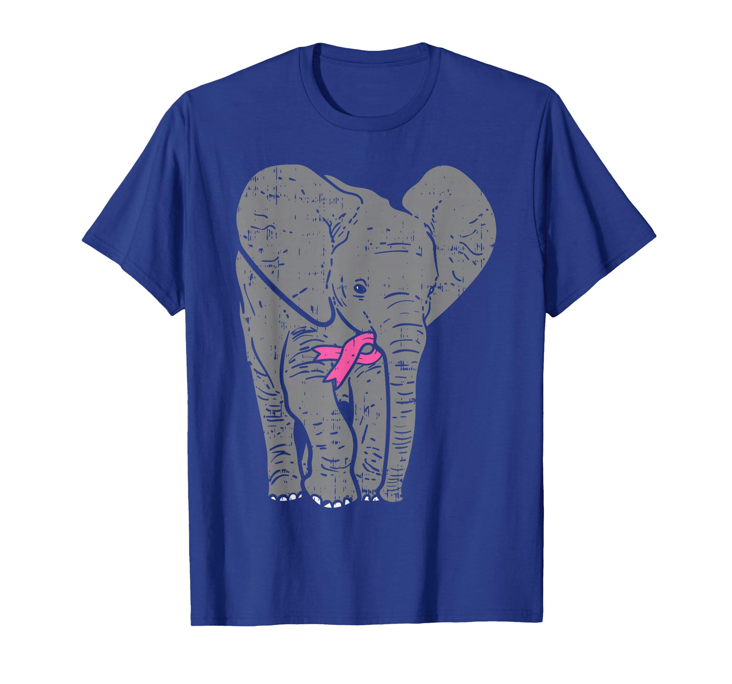 Elephant Pink Ribbon Breast Cancer Awareness Support Gift T-Shirt