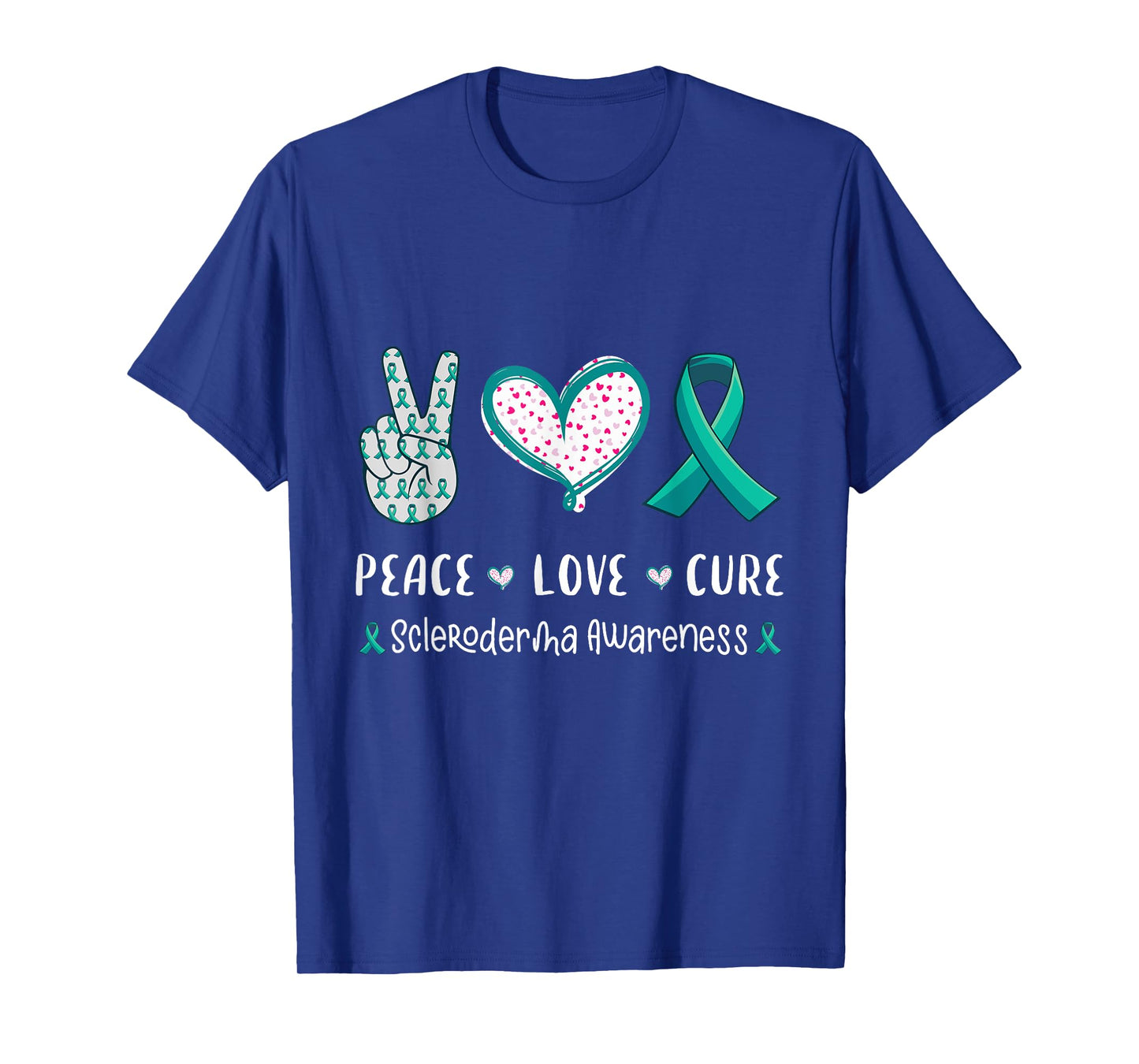Peace Love Cure Scleroderma awareness men women kids crest T-Shirt