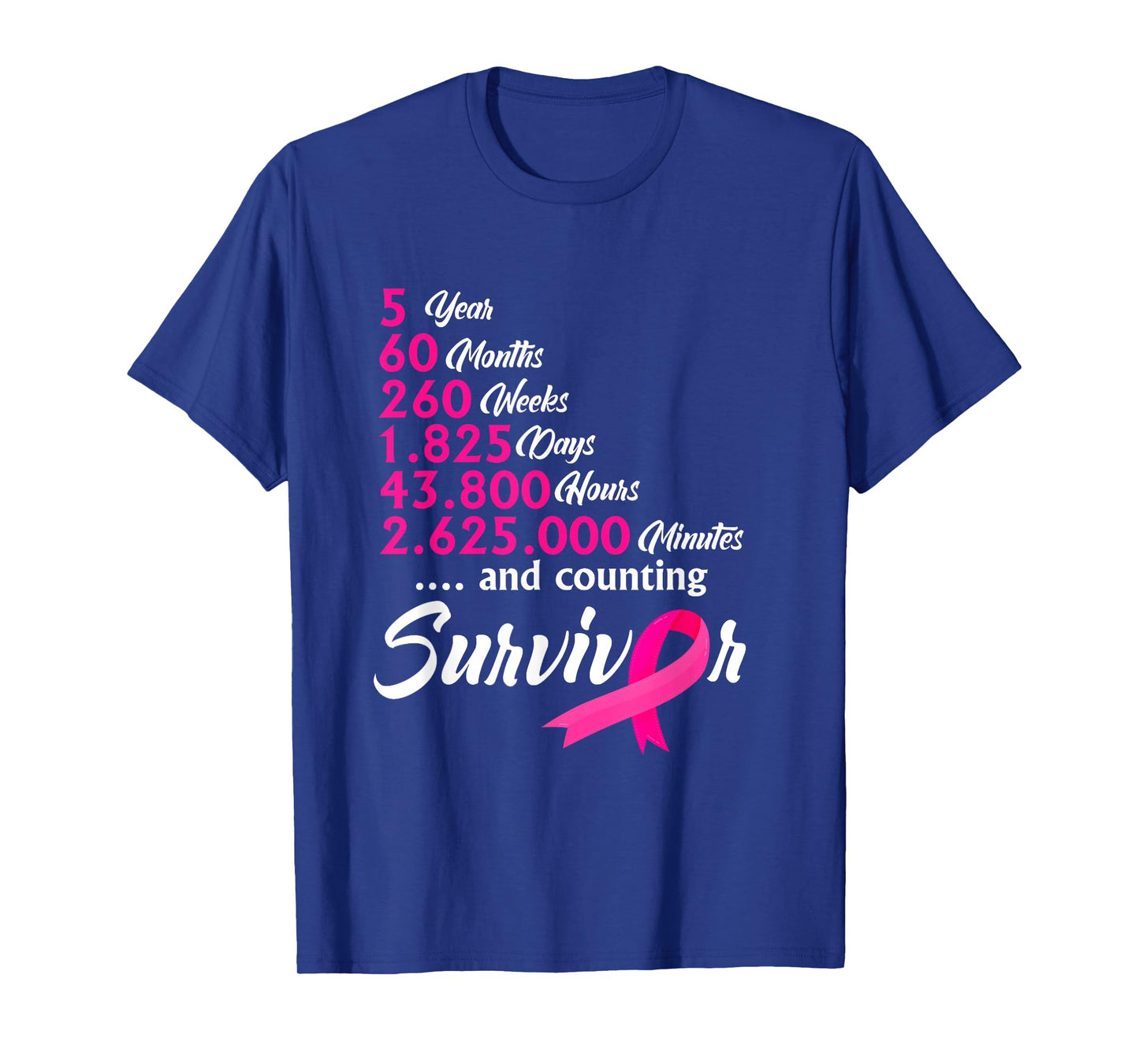Five 5 Year Survivor Breast Cancer T-Shirt