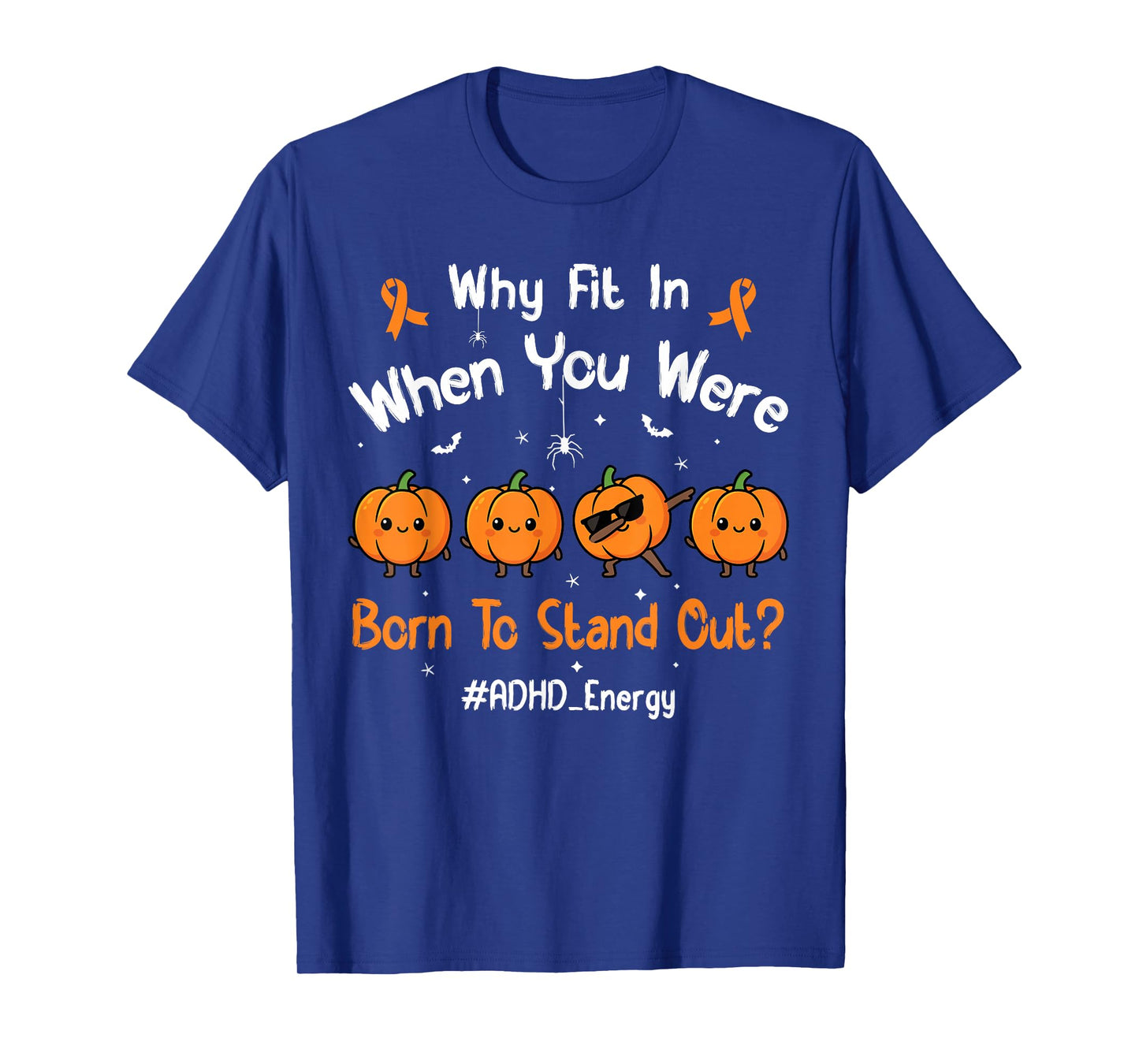 Cute Dabbing Pumpkin Halloween Embrace ADHD Awareness Kids T-Shirt