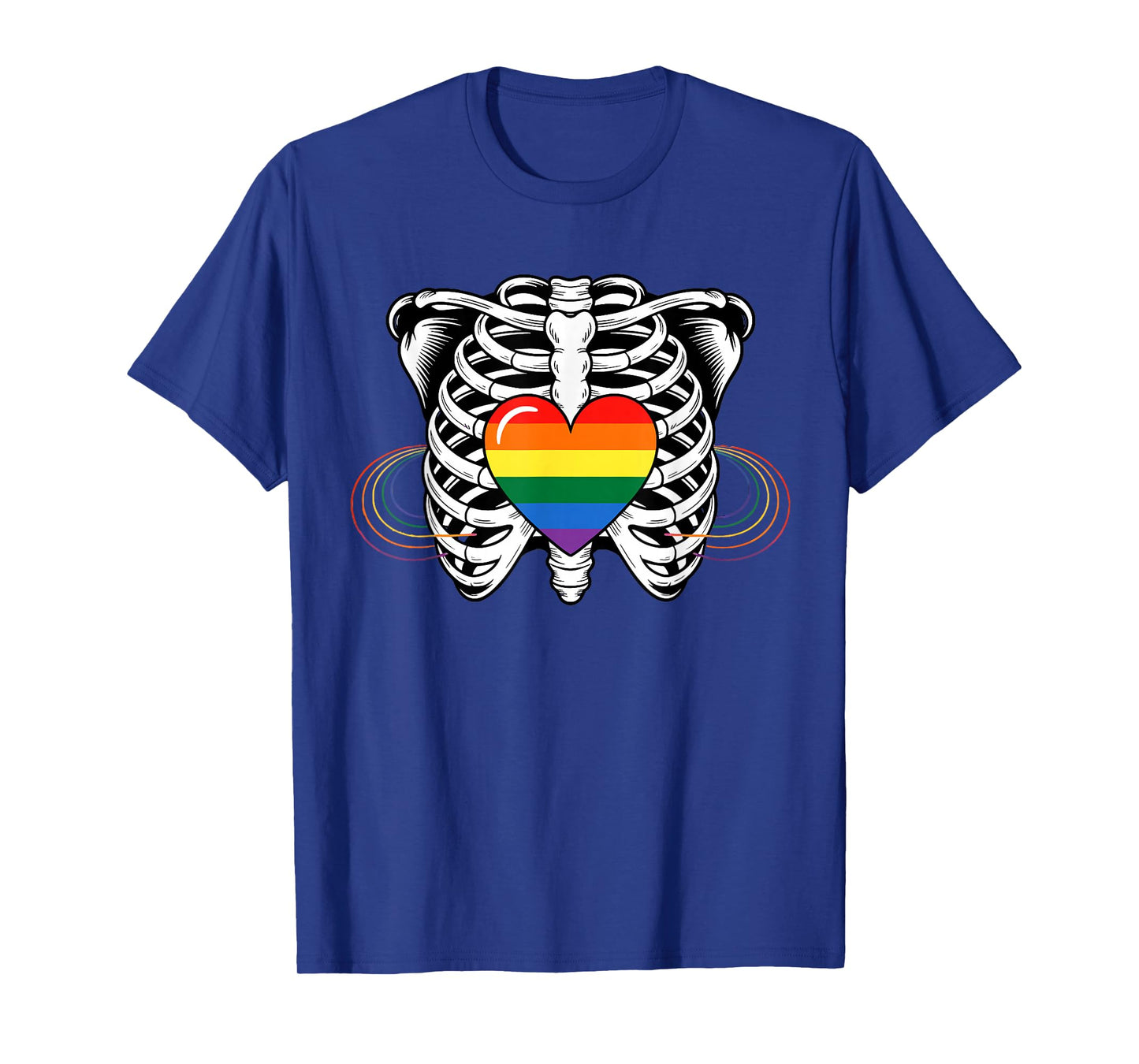 Skeleton Xray Ribs Halloween Heart LGBTQ Gay Pride Ally T-Shirt