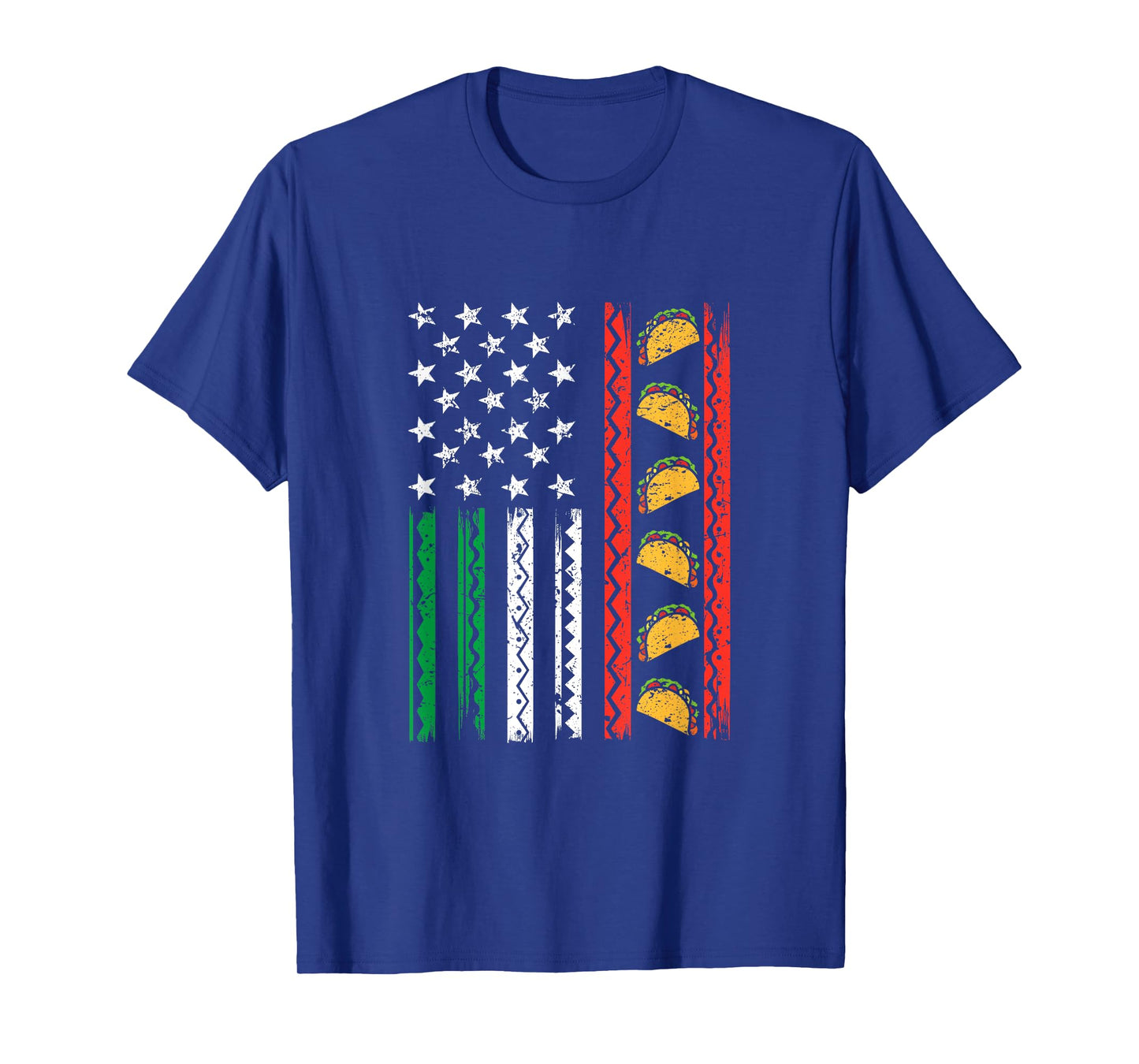 Cinco De Mayo Funny Tacos Grunge American Flag T-Shirt