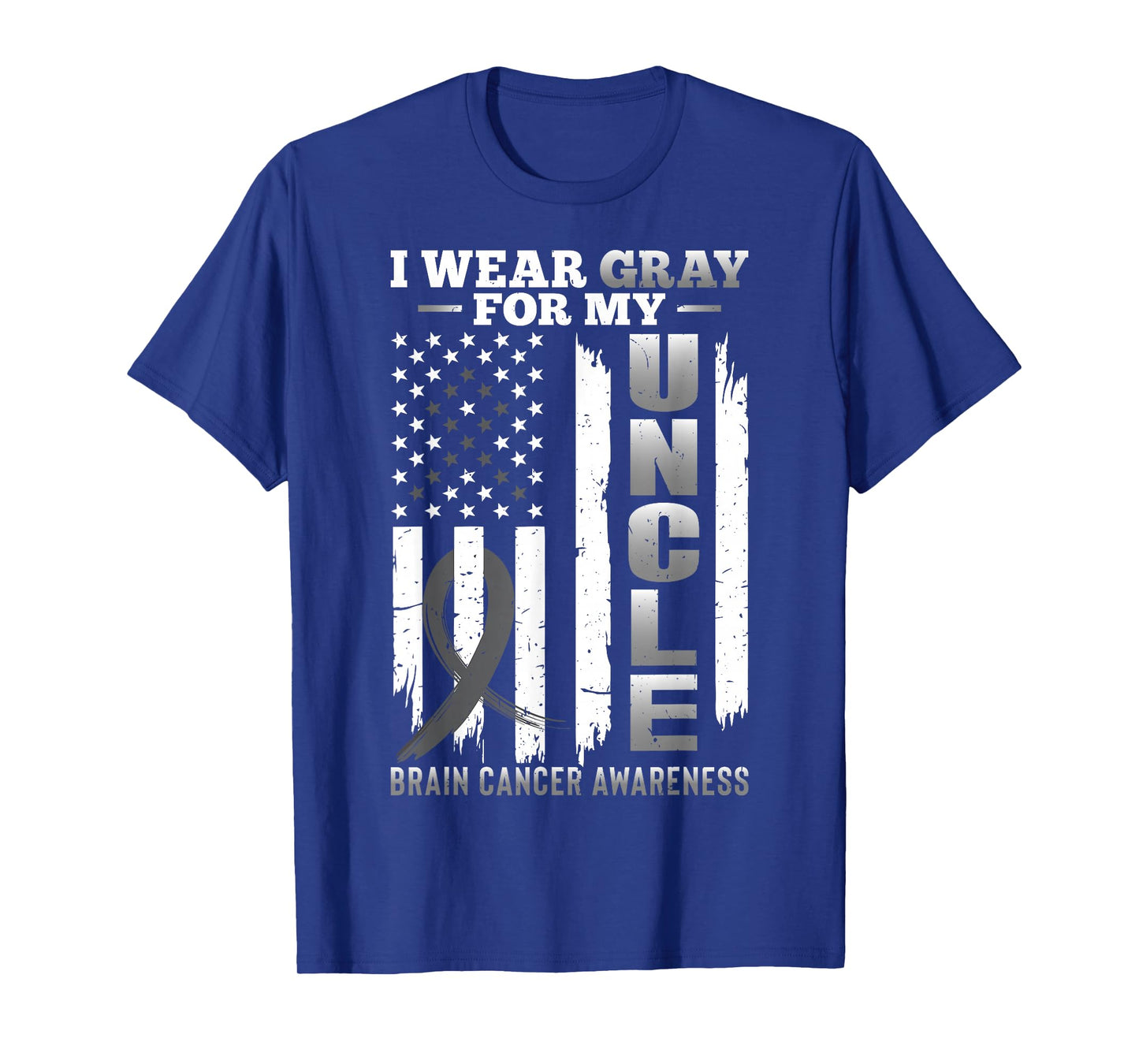 I Wear Gray for My Uncle - USA Flag Brain Cancer Awareness T-Shirt