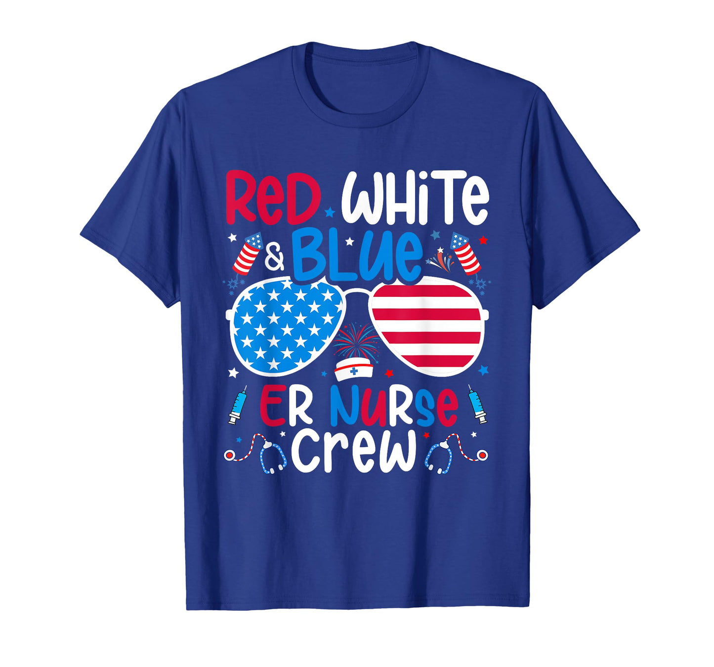 4th of July Red White Blue ER Nurse Crew Patriotic Nurse T-Shirt
