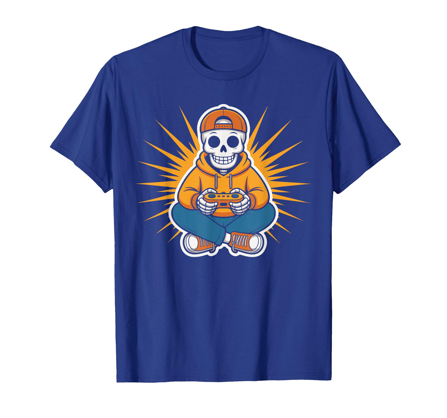 Retro Skeleton Gamer Funny Video Gaming Style Halloween Fun T-Shirt