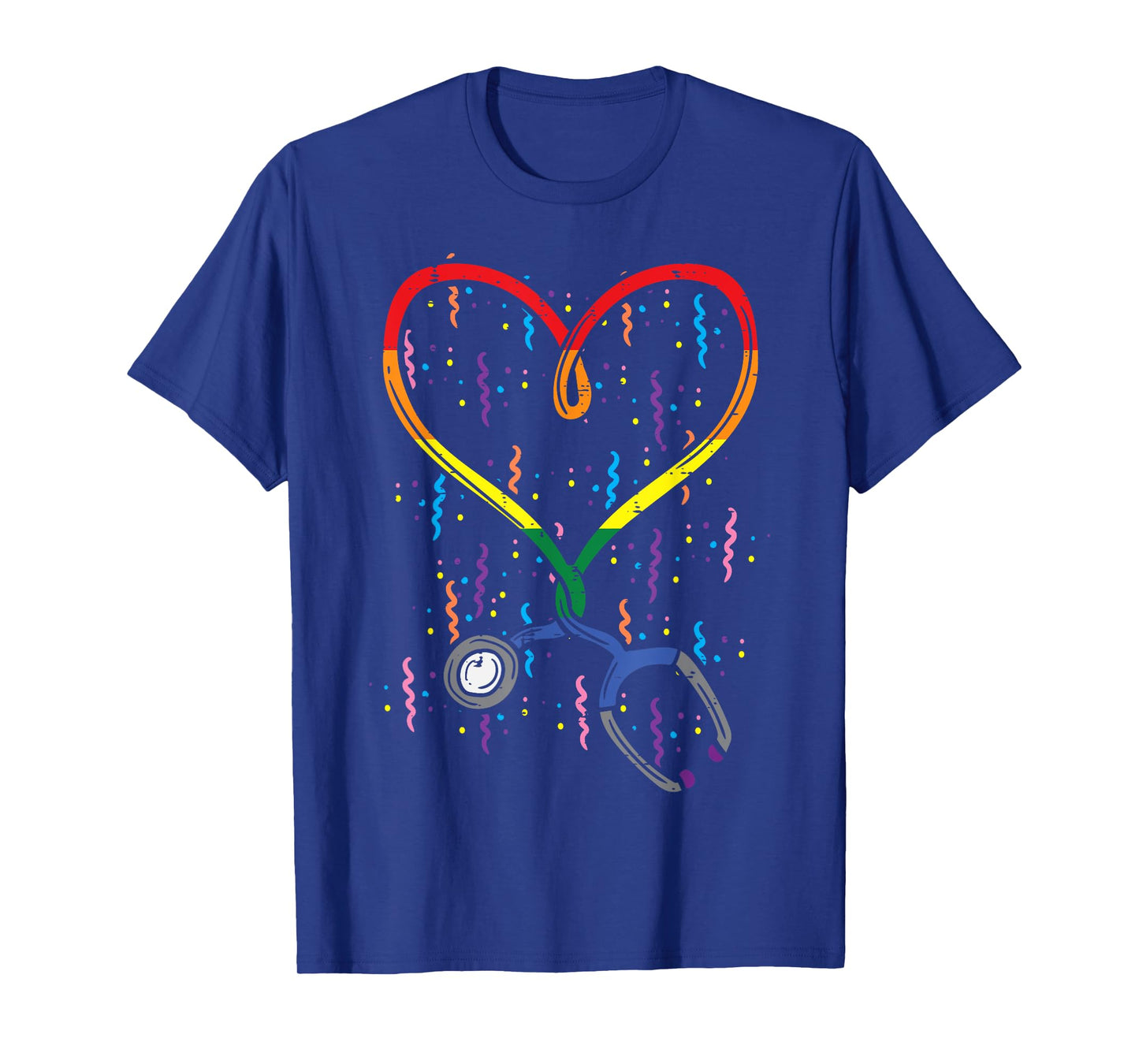Rainbow Flag Stethoscope Heart Nurse RN Scrub Gay Pride LGBT T-Shirt